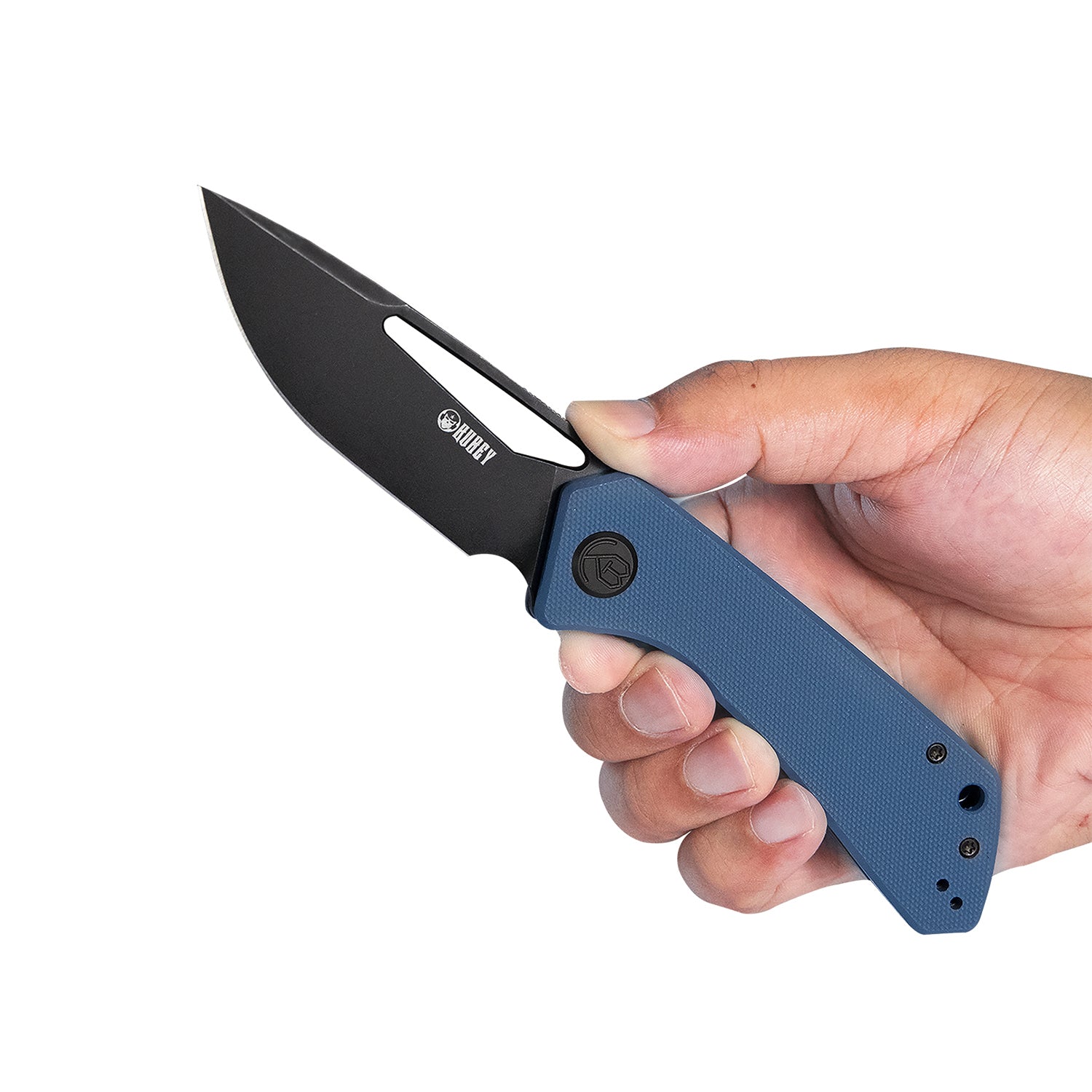 Thalia Front Flipper EDC Pocket Folding Knife Denim Blue G10 Handle 3.27" Dark Stonewahsed D2 KU331C