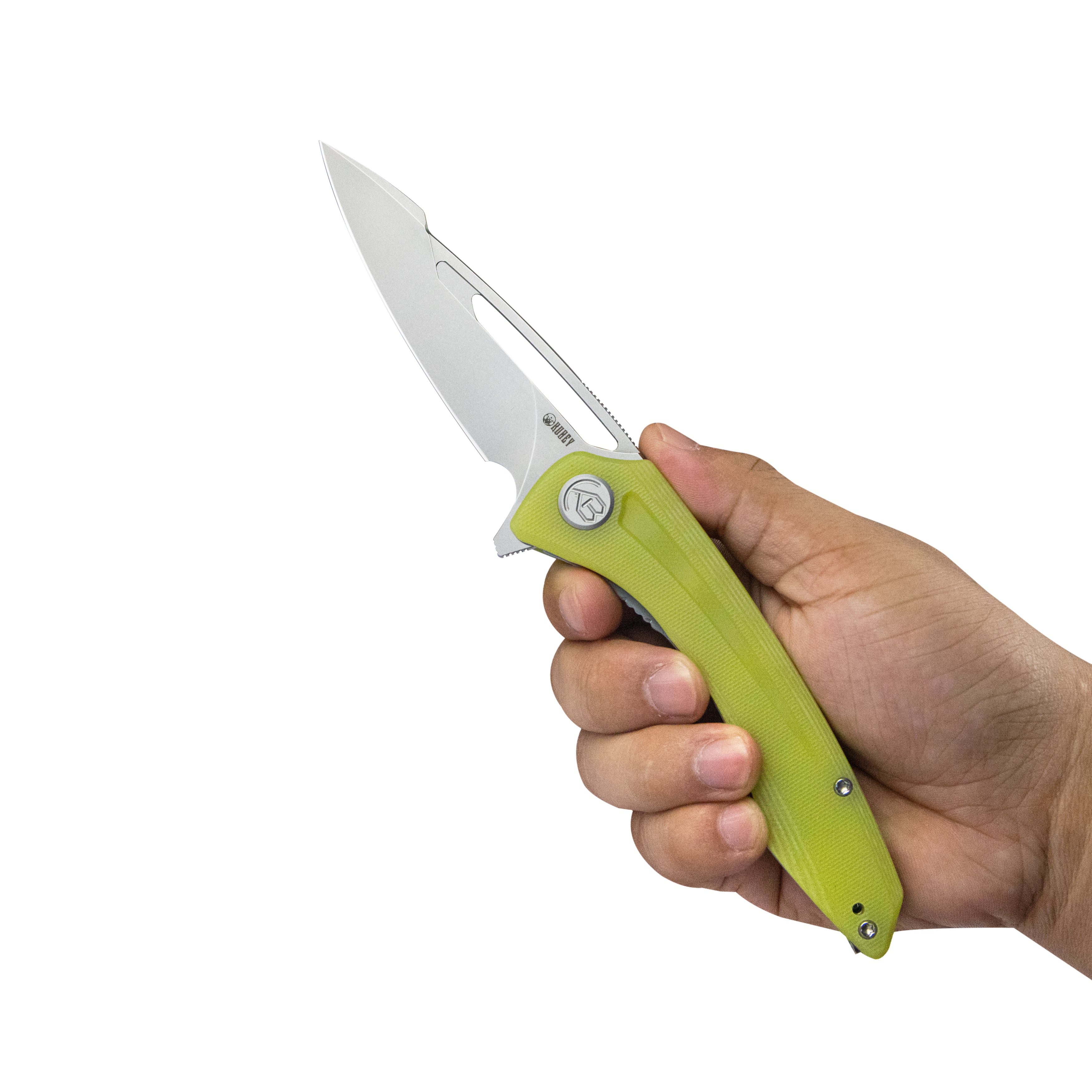 Merced Folding Knife 3.46" Beadblasted AUS-10 Blade With Durable Translucent Yellow G10 Handle Reliable Tactical Pocket Knife KU345H