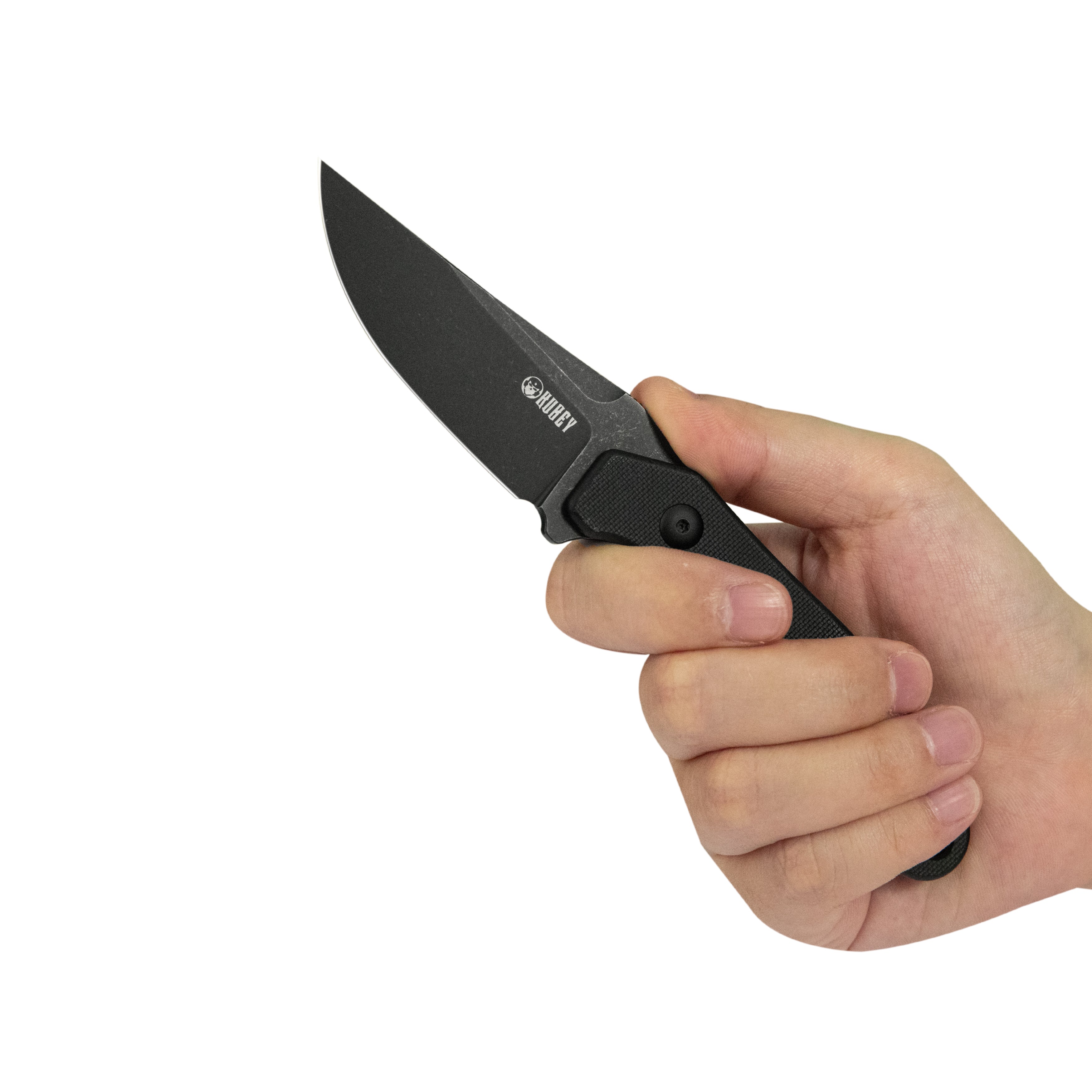 TLB II Clip Point EDC Fixed Blade Knife Black G10 4" Blackwash 14C28N with Kydex Sheath KU468B