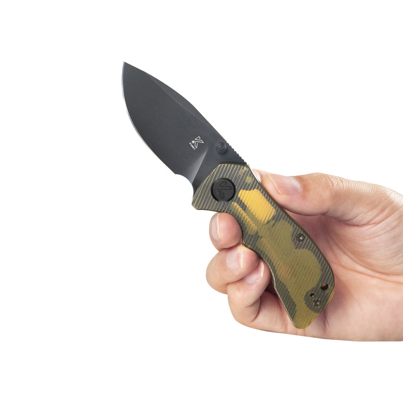 KUBEY Karaji Liner Lock Dual Thumb Studs Open Folding Pocket Knife Ultem Handle 2.56" Blackwash 14C28N KU180M