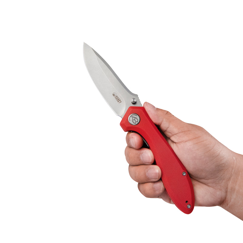 Ruckus Liner Lock Folding Knife Red G10 Handle 3.31" Bead Blasted AUS-10 KU314J