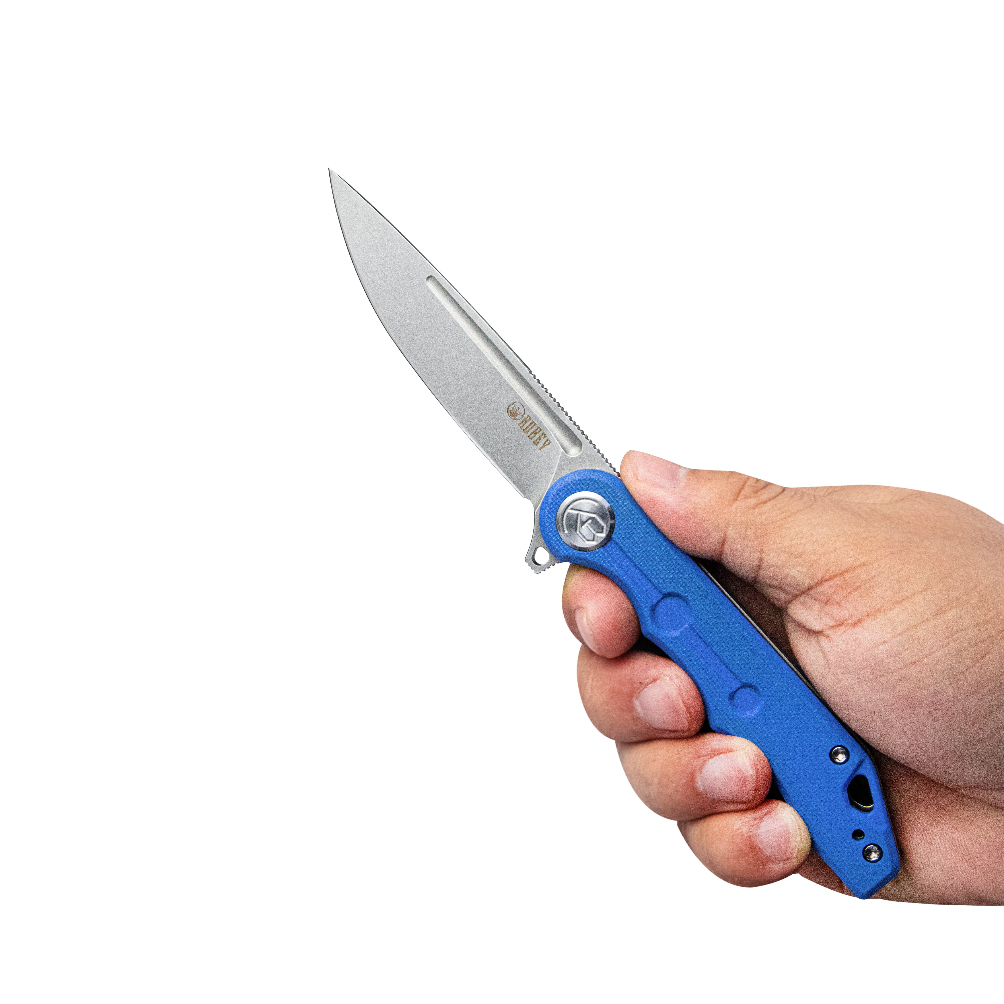 Mizo Liner Lock Flipper Folding Knife Blue G10 Handle 3.15" Bead Blast AUS-10 KU312J