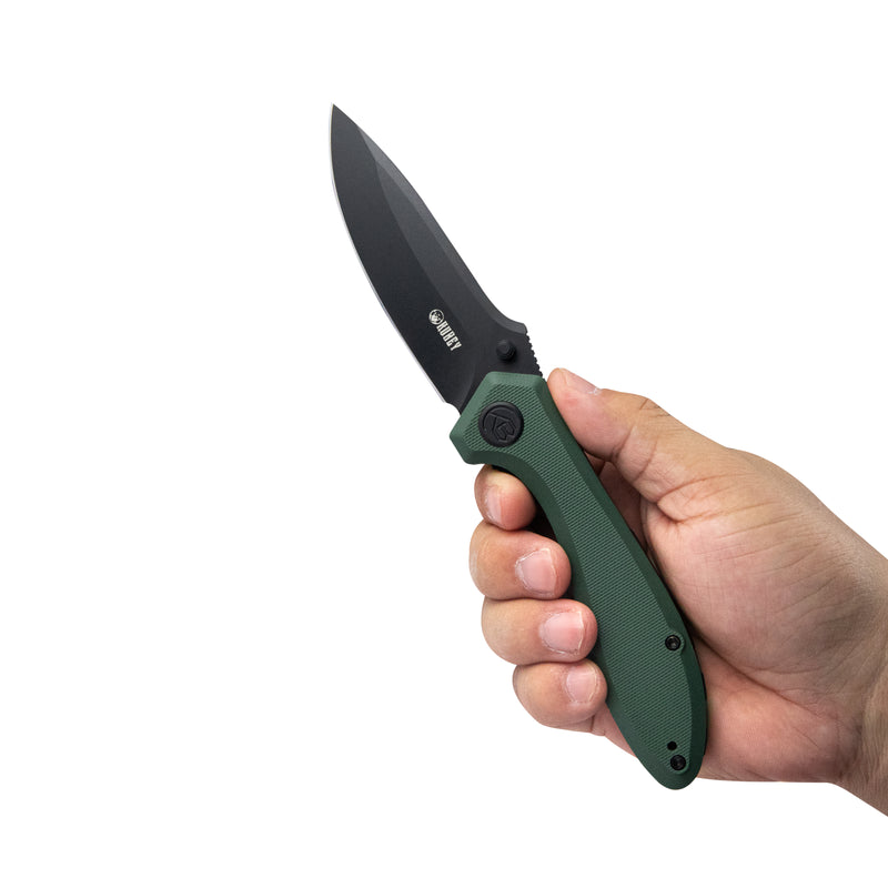 Ruckus Liner Lock Folding Knife Green G10 Handle 3.31" Blackwashed AUS-10 KU314L