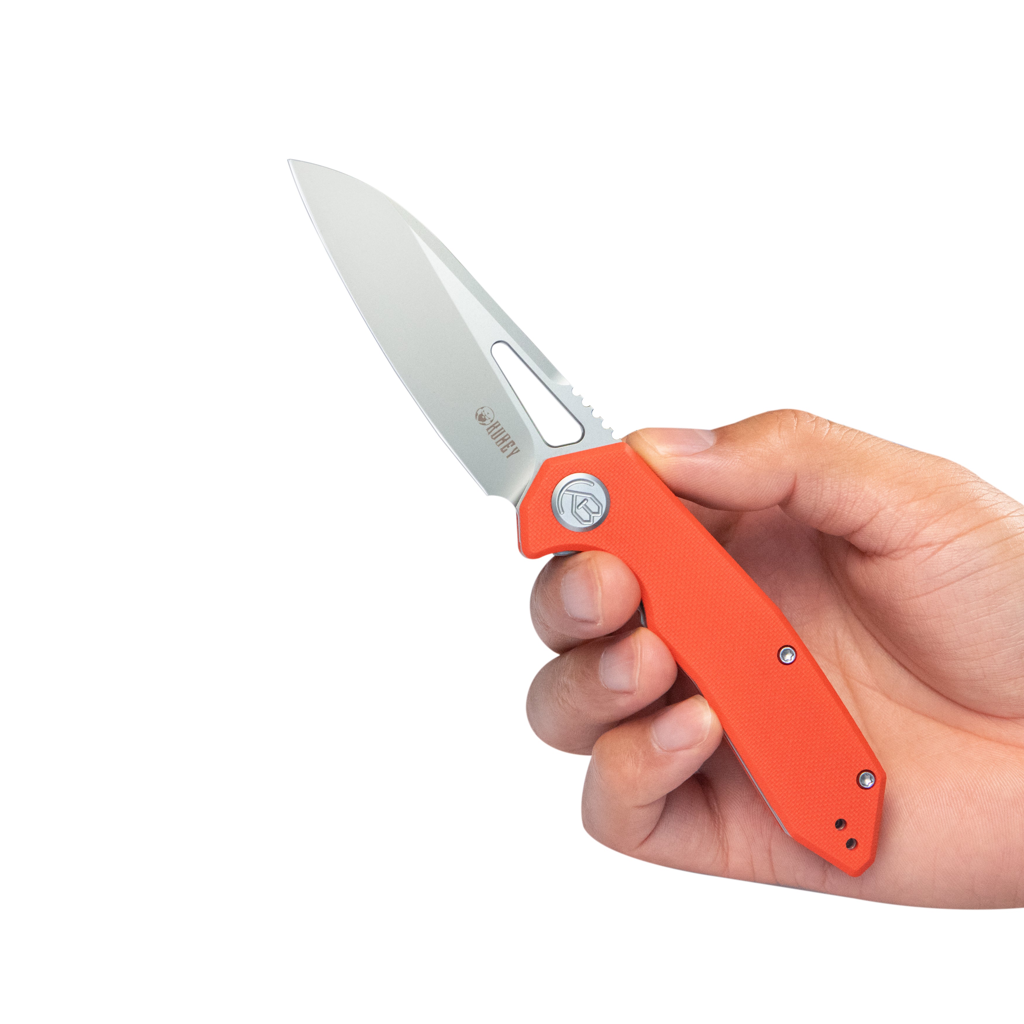 Kubey Vagrant Liner Lock Folding Knife Orange G10 Handle 3.1" Sandblast 14C28N KU291L