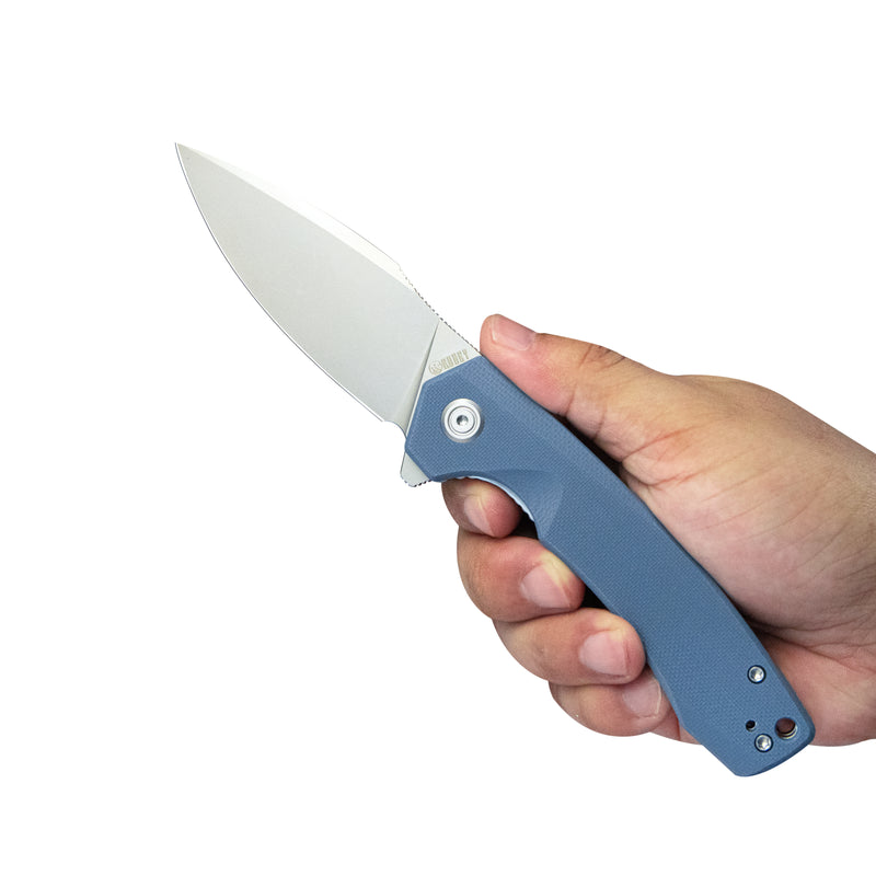 Calyce Liner Lock Flipper Folding Knife Blue G10 Handle 3.27" Bead Blasted AUS-10 KU901M