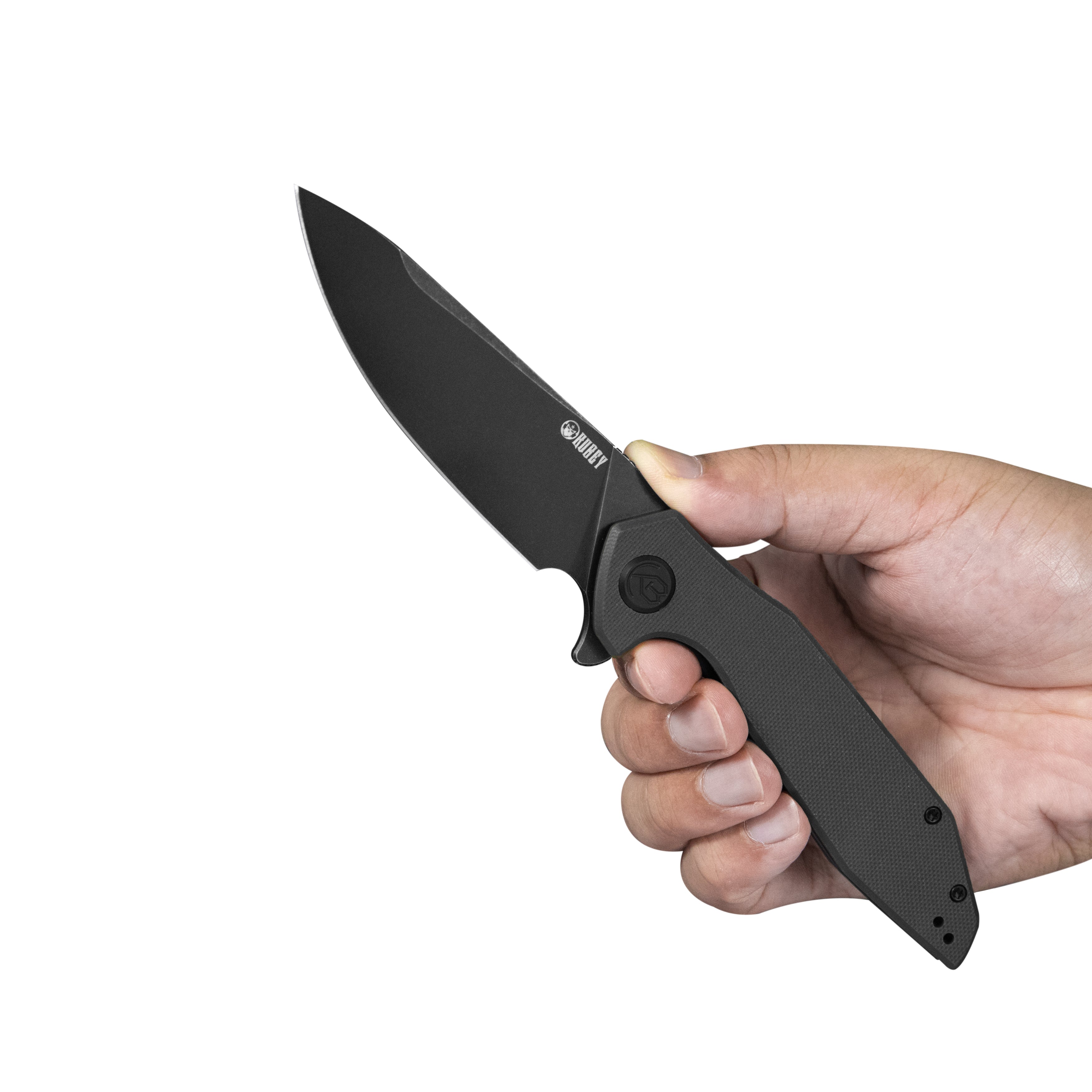 Kubey Nova Liner Lock Flipper Folding Pocket Knife Black G-10 Handle Blackwash 14C28N KU117Q