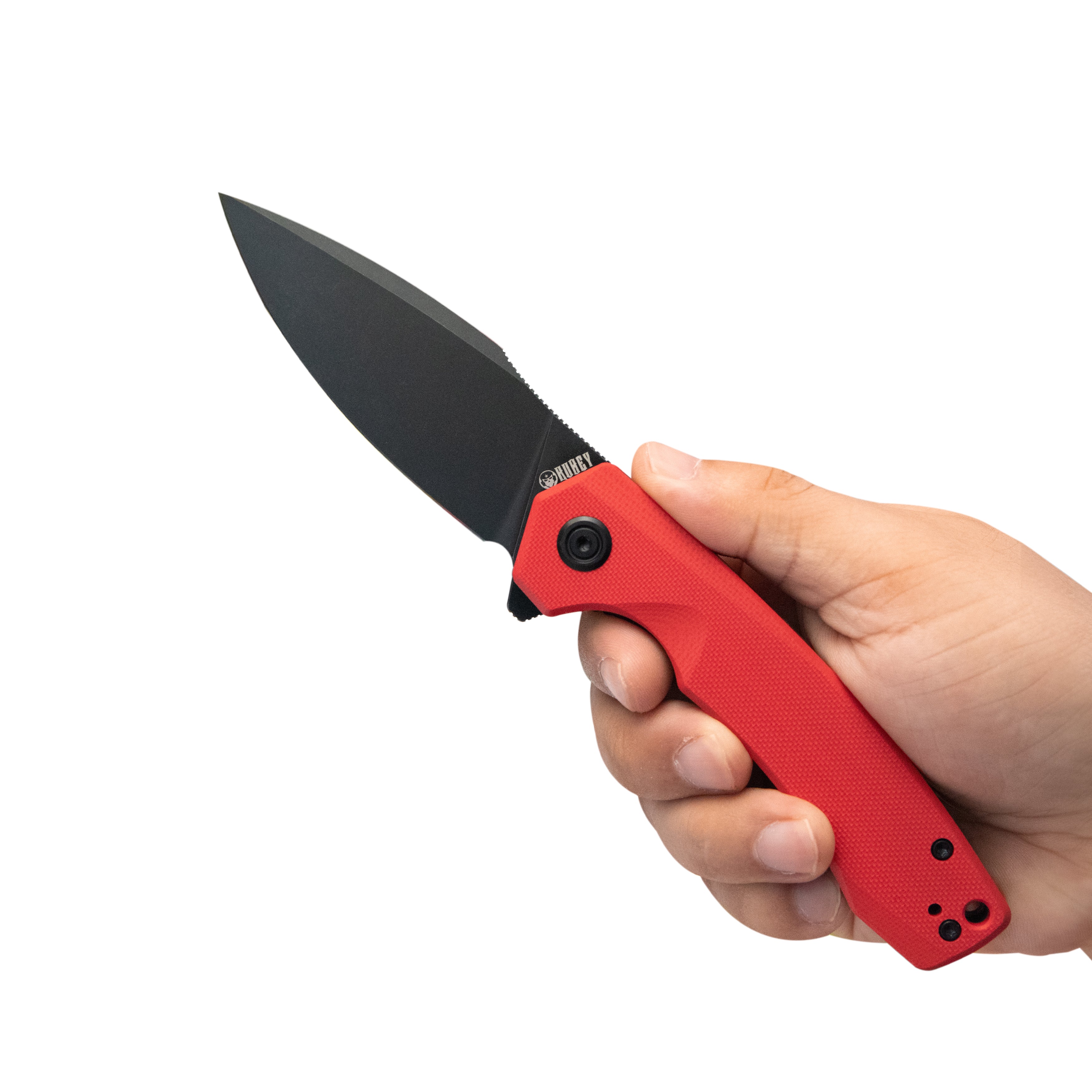 Calyce Liner Lock Flipper Folding Knife Red G10 Handle 3.27" Blackwashed AUS-10 KU901I