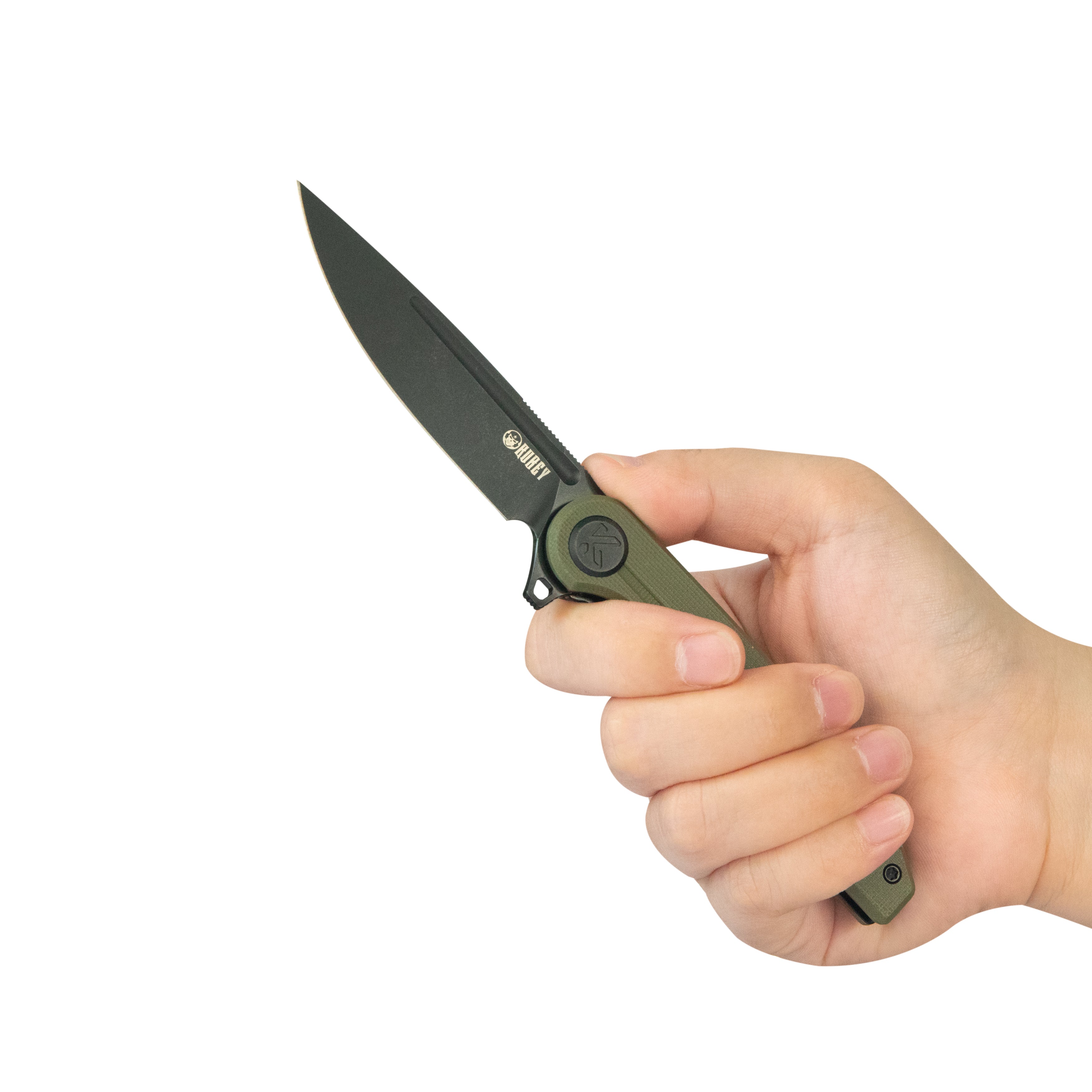 Mizo Liner Lock Flipper Folding Knife Green G10 Handle 3.15" Blackwash 14C28N KU312T