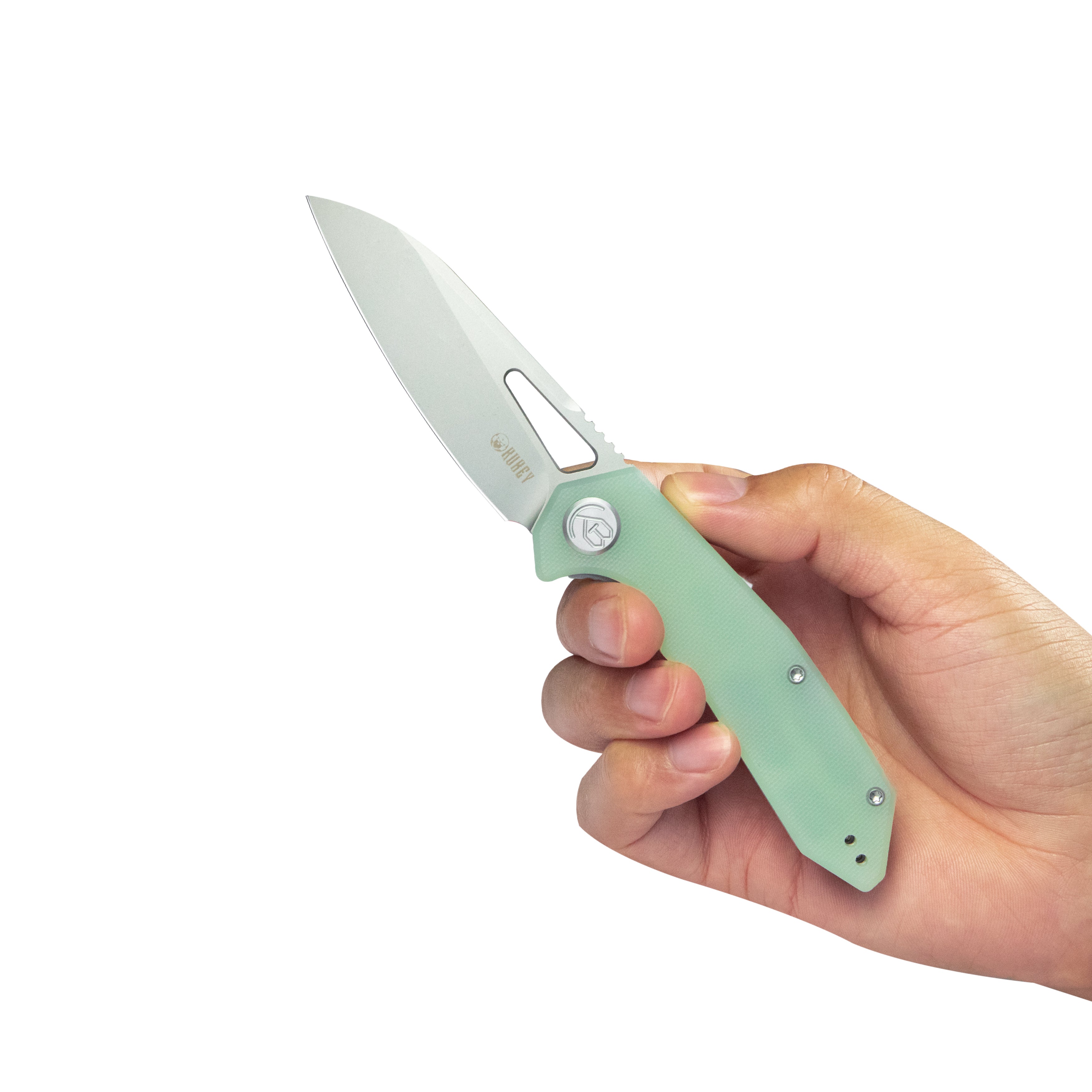 Vagrant Liner Lock Folding Knife Jade G10 Handle 3.1" Sandblast 14C28N KU291M