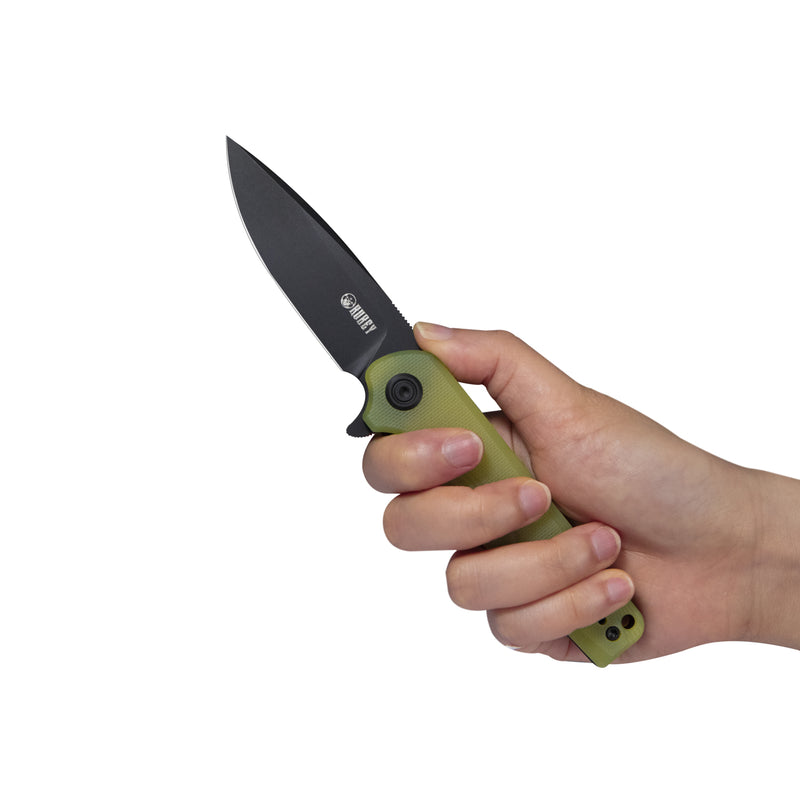 Wolverine Liner Lock Folding Knife Translucent Yellow G10 Handle 2.91" Dark Stonewashed D2 KU233D