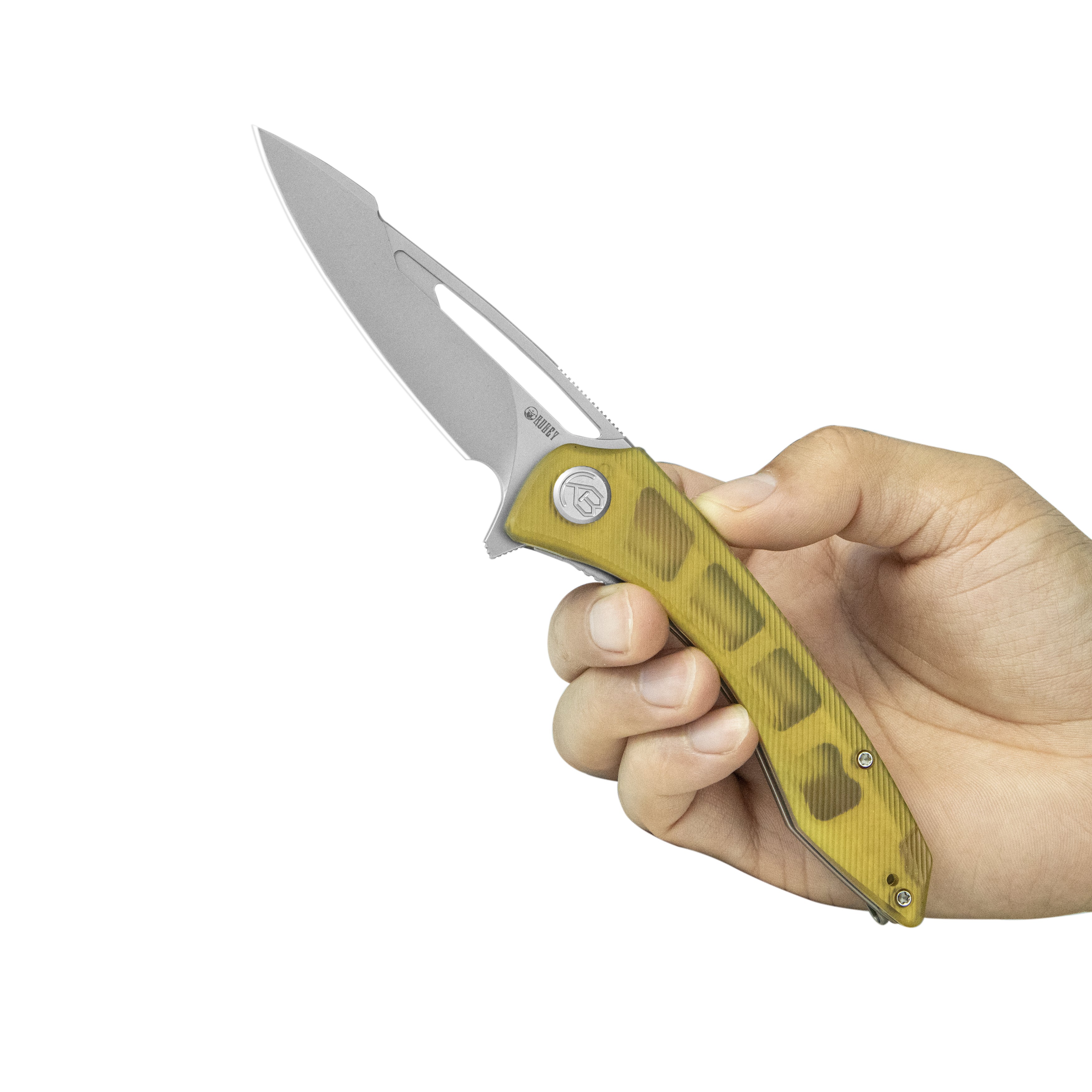 Kubey Merced Folding Knife 3.46" Beadblasted AUS-10 Blade with Ultem Handle Reliable Tactical Pocket Knife KU345I