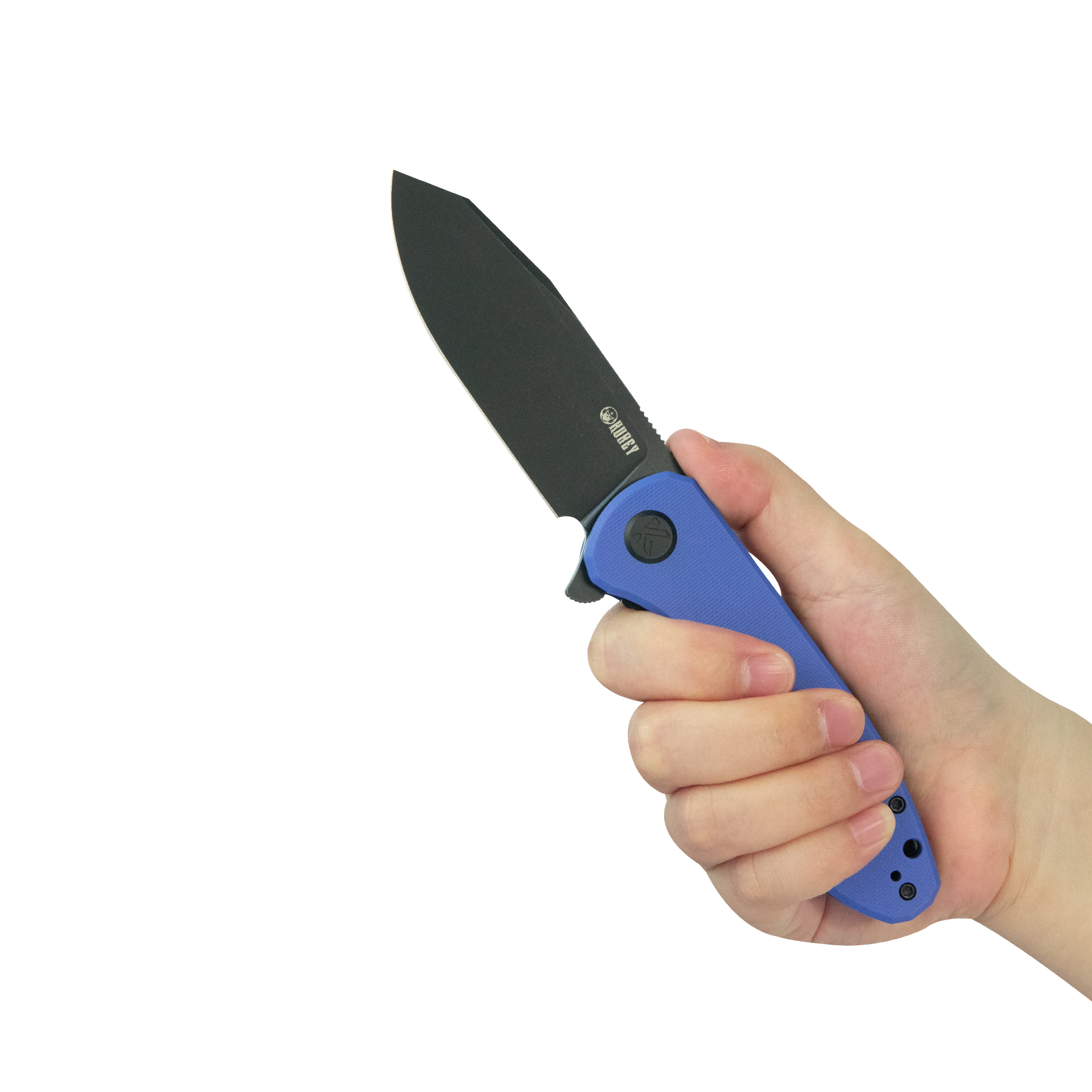 Master Chief Outdoor Folding Pocket Knife Blue G10 Handle 3.43" Blackwash 14C28N KU358P