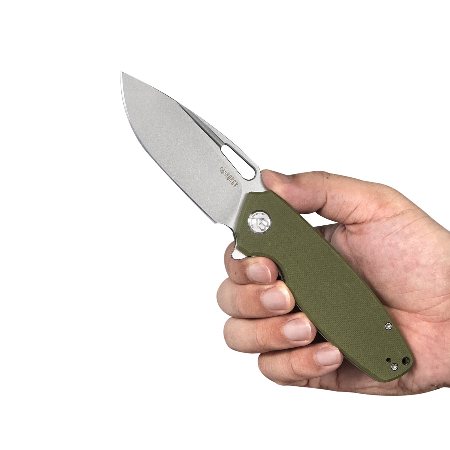 Tityus Liner Lock Flipper Folding Knife Green G10 Handle Paring knives 3.39" Bead Blasted D2 KU322B