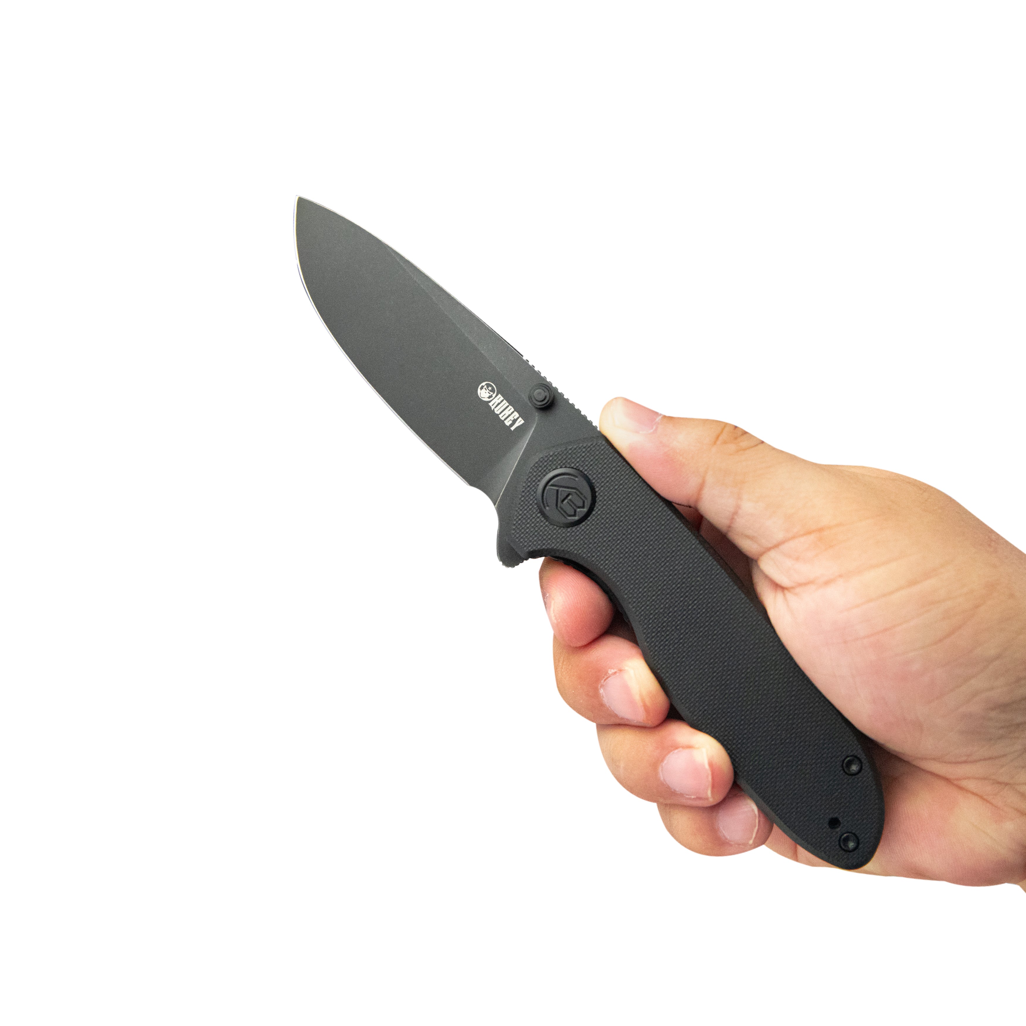 Belus Thumb Stud Everyday Carry Pocket Knife Black G10 Handle 2.95" Blackwashed AUS-10 Blade KU342E