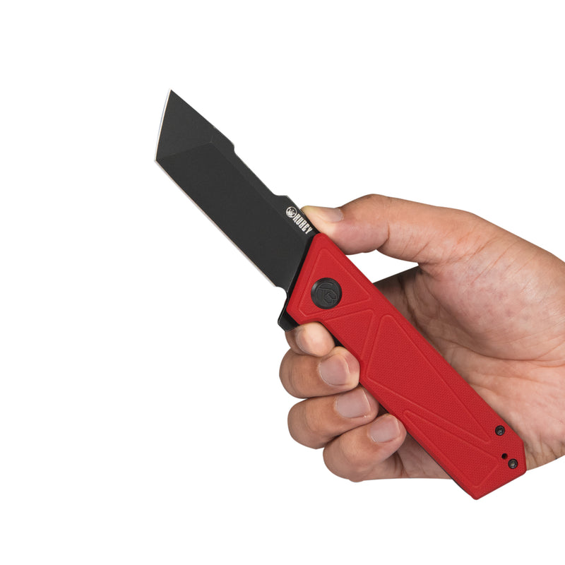 Avenger Outdoor Edc Folding Pocket Knife Red G10 Handle 3.07" Dark Stonewashed D2 KU104D