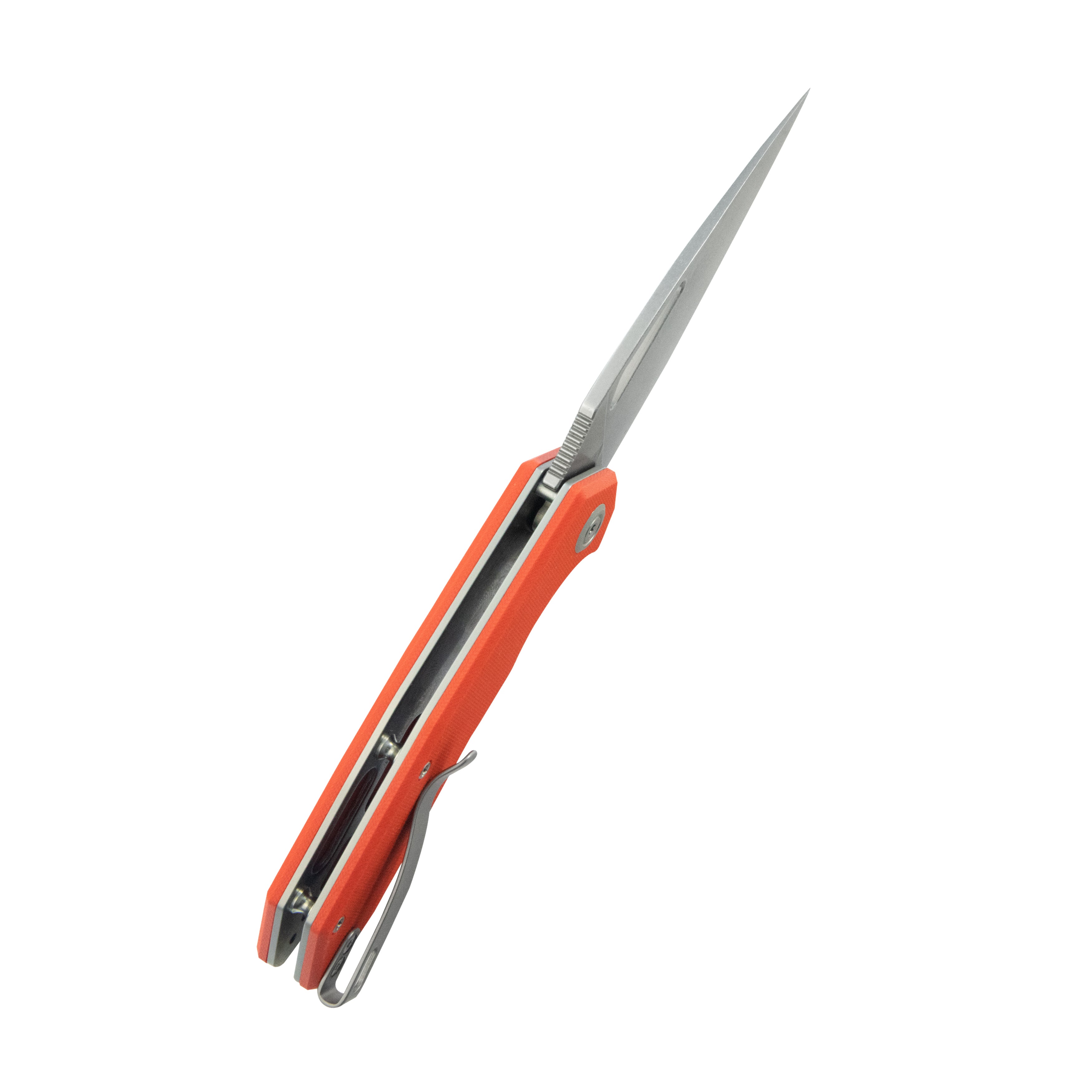 Kubey Coeus Liner Lock Thumb Open Folding Knife Orange G10 Handle EDC knives 3.11" Stonewash 14C28N KU122W