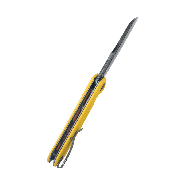 Atlas Liner Lock Folding Knife Yellow G10 Handle 3.31" Blackwash 14C28N KU328E