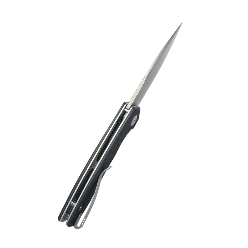 Calyce Liner Lock Flipper Folding Knife Black G10 Handle 3.27" Bead Blasted AUS-10 KU901K