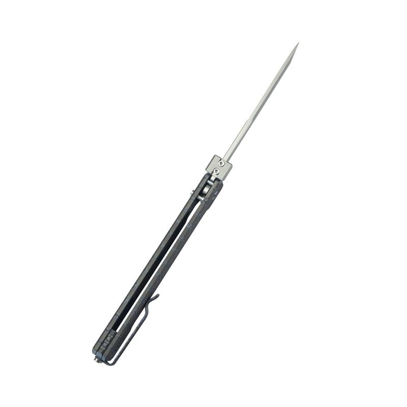 Prism Button Lock CEO Style Folding Knife Flame Titanium Handle 3.54'' Beadblast 14C28N KB243C