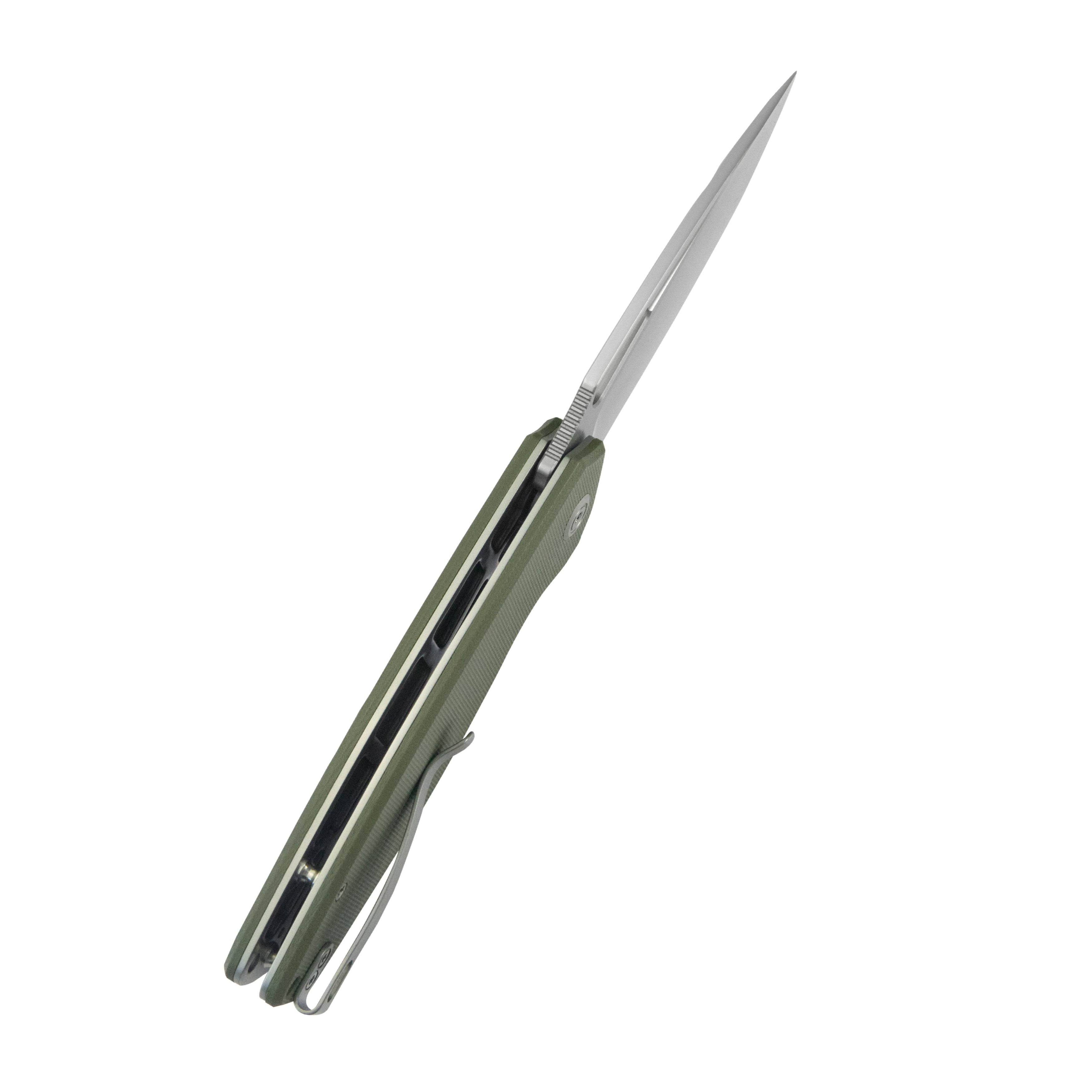 Tityus Liner Lock Flipper Folding Knife Green Handle 3.39" Beadblast 14C28N KU322P