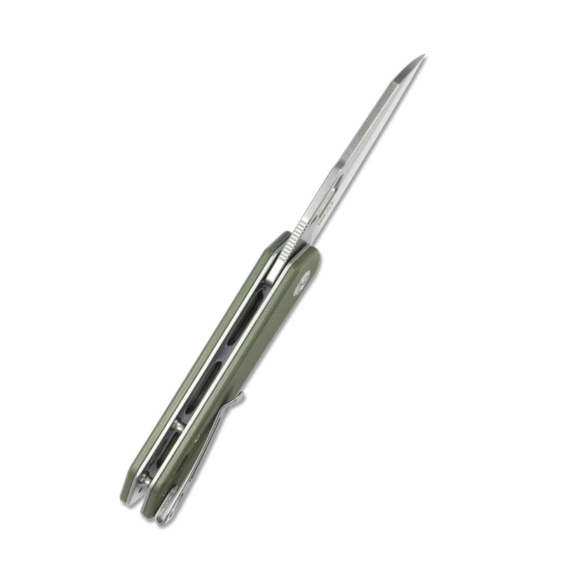 Duroc Liner Lock Flipper Folding Knife Olive G10 Handle 2.91" Bead Blasted D2 KU332B