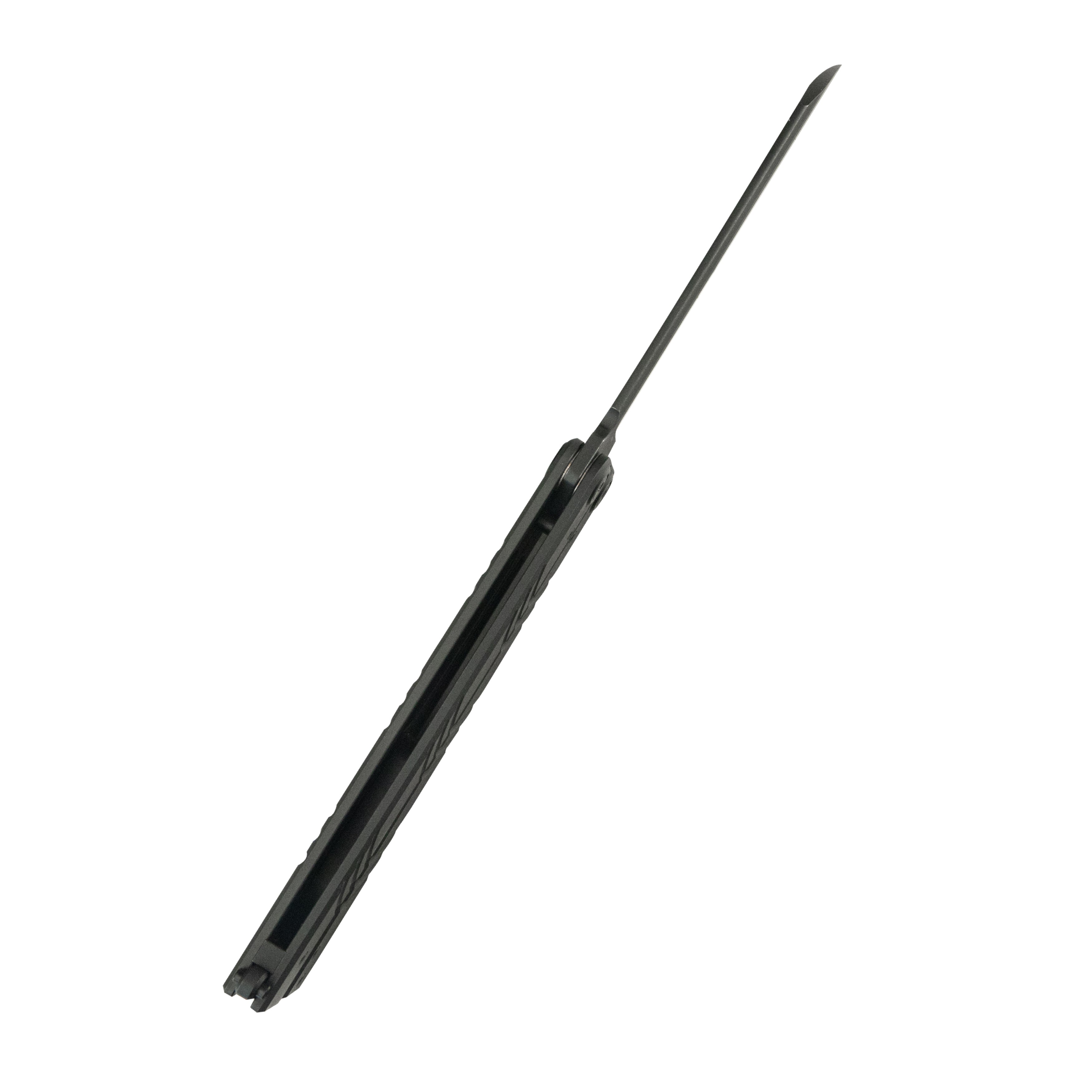 Kubey Ballistic EDC Basilong Blackwash Titanium Handle 4.09" Blackwash Sandvik 14C28N  Blade Knife KU297C