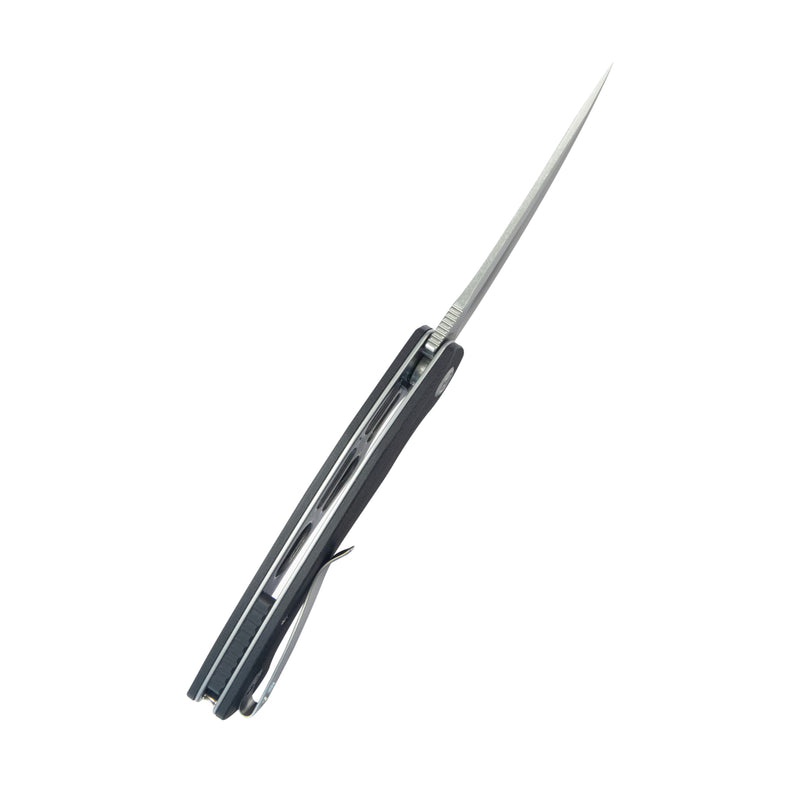 Scimitar Liner Lock Folding Knife Black G10 Handle 3.46" Bead Blast AUS-10 KU173E