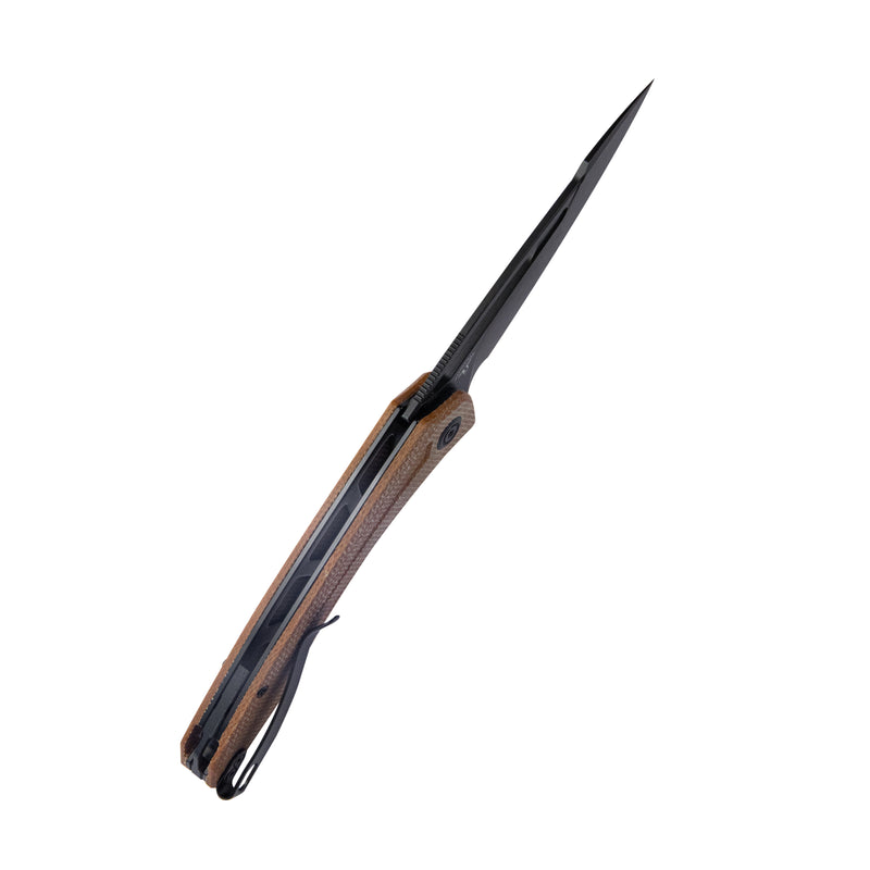 Merced Folding Knife 3.46" Blackwash AUS-10 Blade With Durable Tan Micarta Handle Reliable Tactical Pocket Knife KU345E