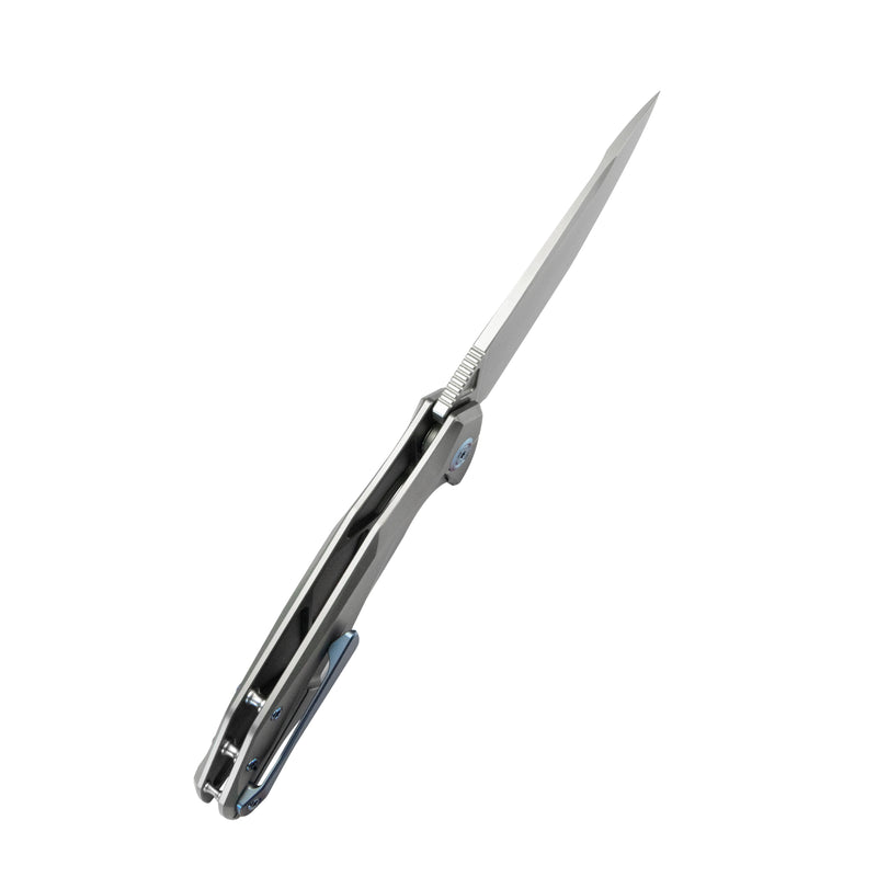 Nova Frame Lock Flipper Folding Knife Gray 6AL4V Titanium Handle 3.66" Bead Blasted 14C28N KB235F