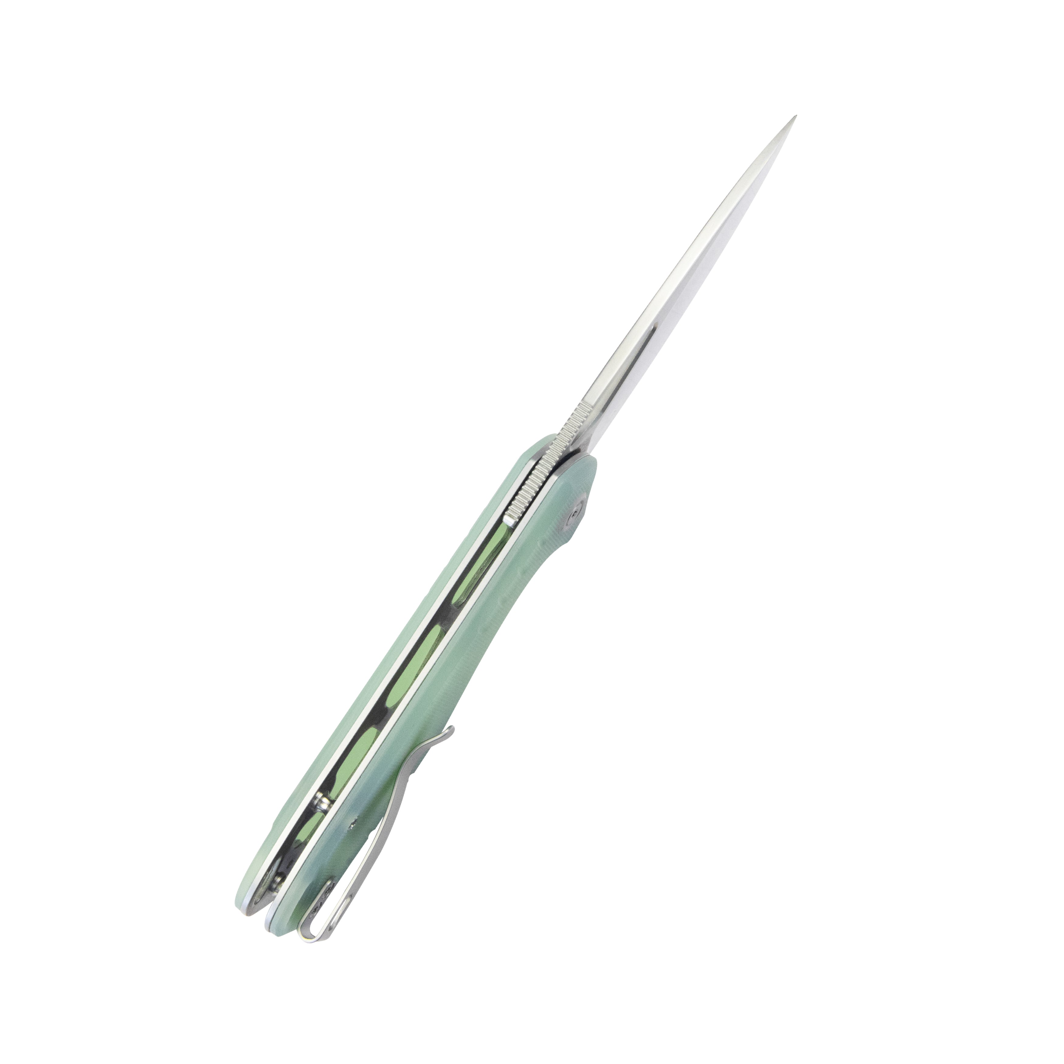 Doris Liner Lock Front Flipper Folding Knife Jade G10 Handle 3.27" Satin Finish 14C28N KU324F