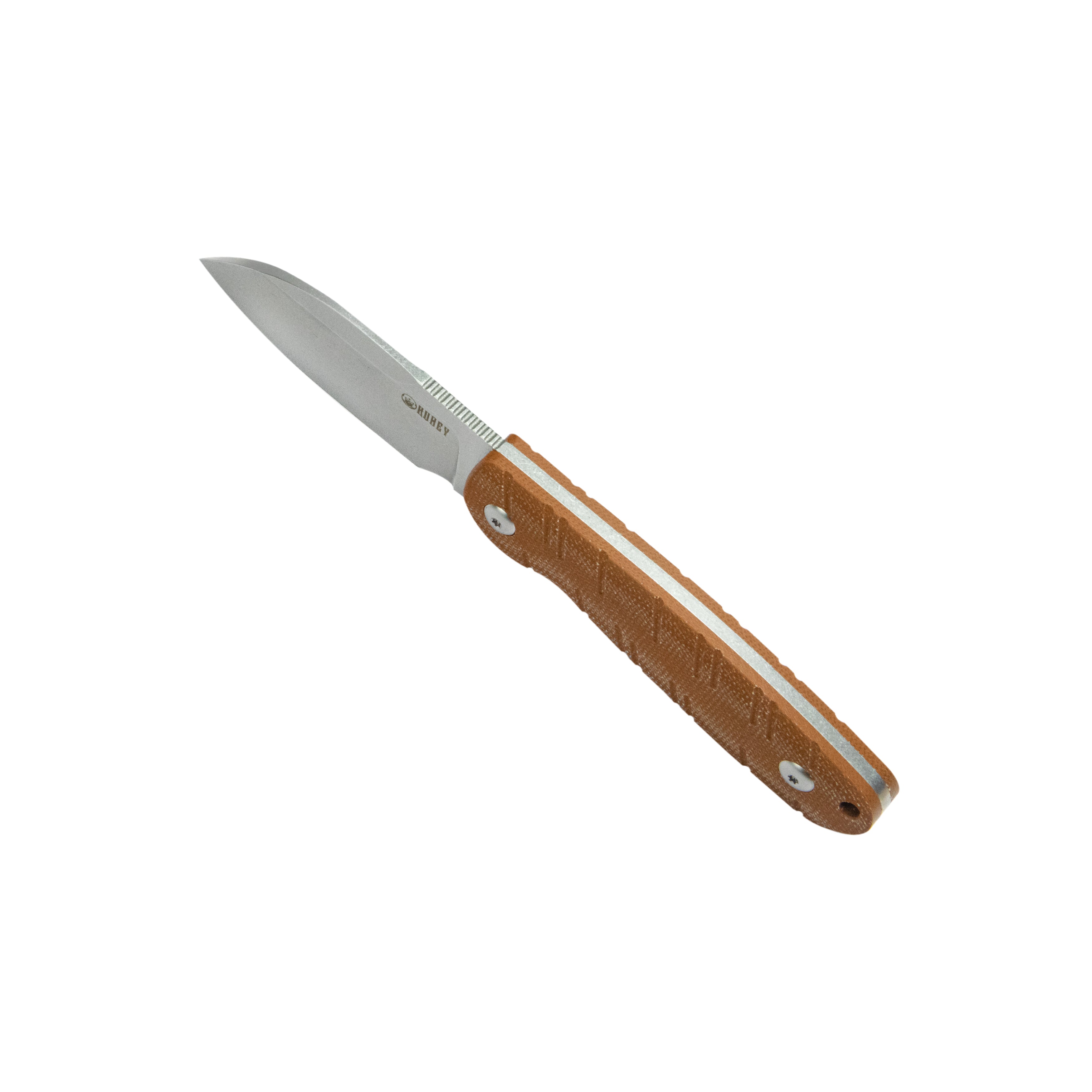 Kubey Microburst Fixed Blade Knife Brown Micarta Handle 2.95" Beadblast 14C28N Blade KU455B