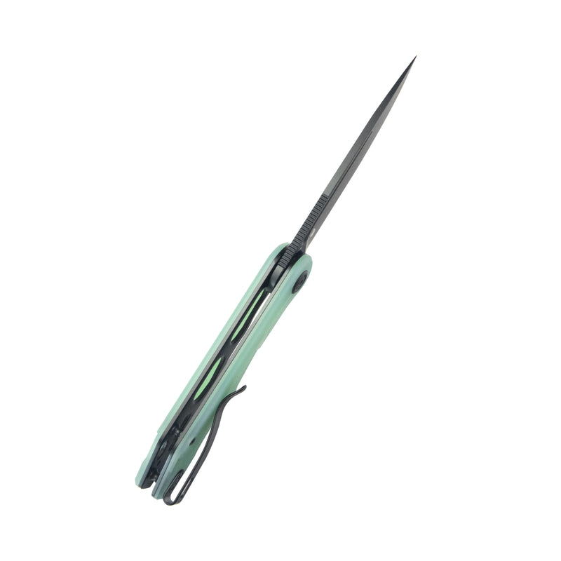 Mizo Liner Lock Flipper Folding Knife Jade G10 Handle 3.15" Blackwashed AUS-10 KU312G