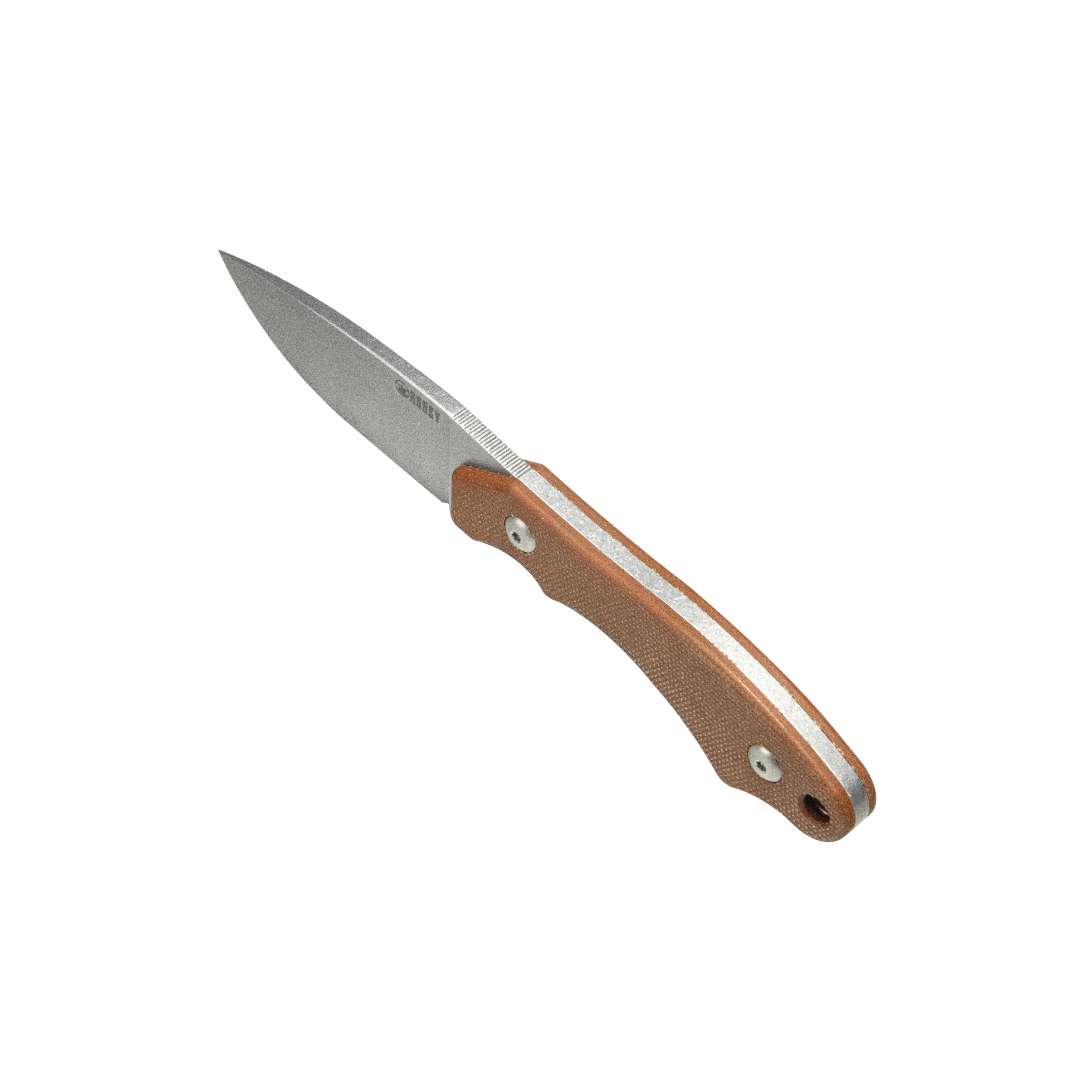 TLB EDC Fixed Blade Knife Brown Micarta 4" Beadblast 14C28N with Kydex Sheath KU467C