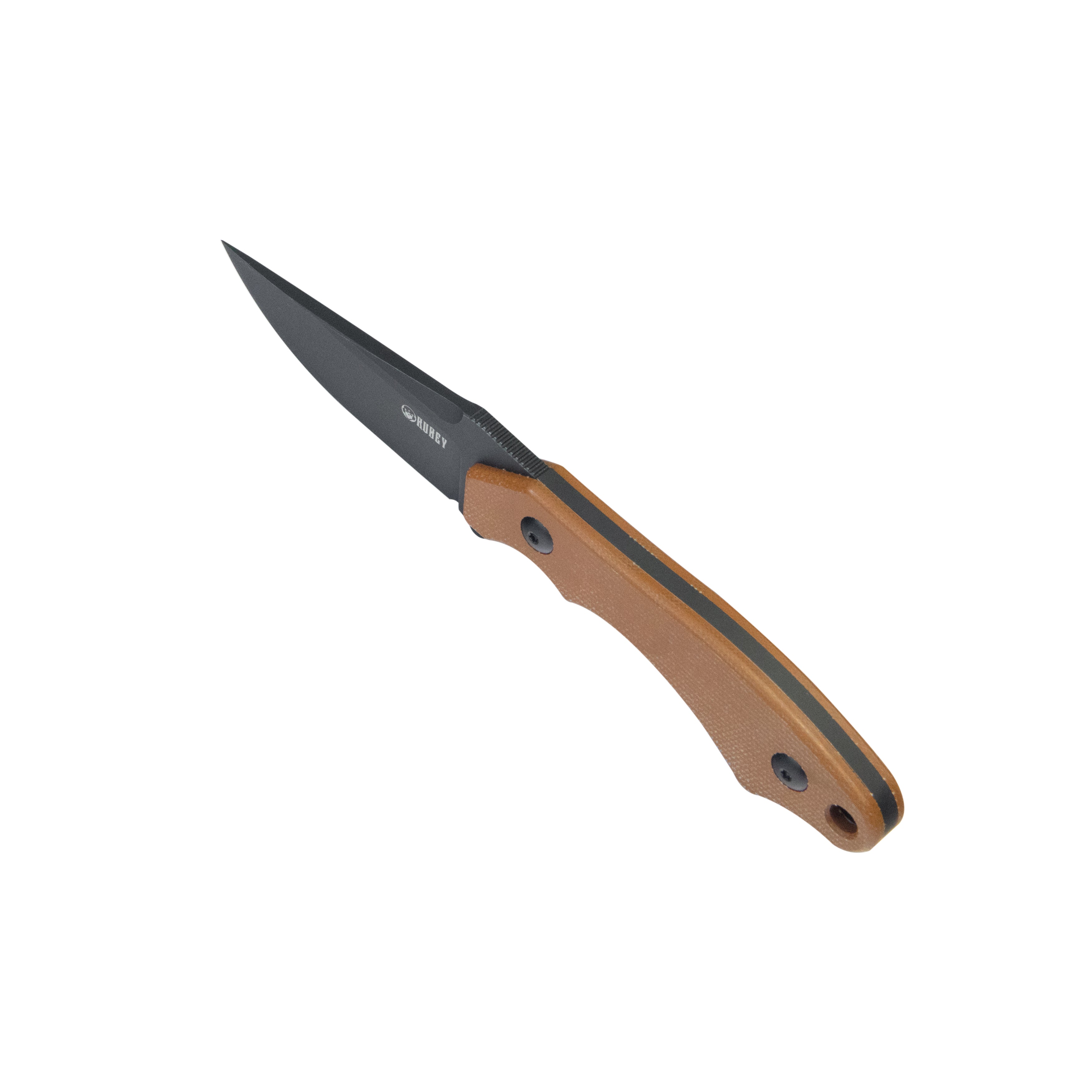 TLB II Clip Point EDC Fixed Blade Knife Brown Micarta 4" Blackwash 14C28N with Kydex Sheath KU468D