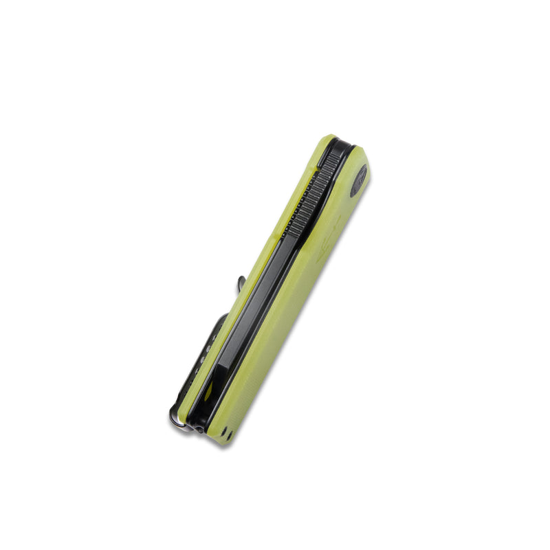 Sailor Liner Lock Flipper Outdoor Pocket Knife Translucent Yellow G10 Handle 3.11" Blackwashed AUS-10 Blade KU317B