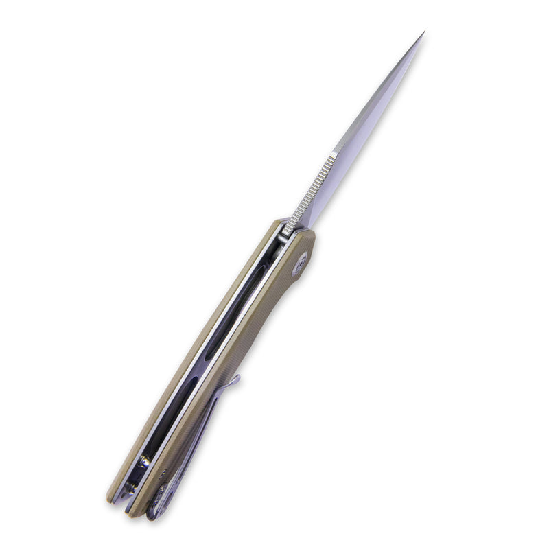 Calyce Liner Lock Flipper Folding Knife Tan G10 Handle 3.27" Bead Blasted D2 KU901H
