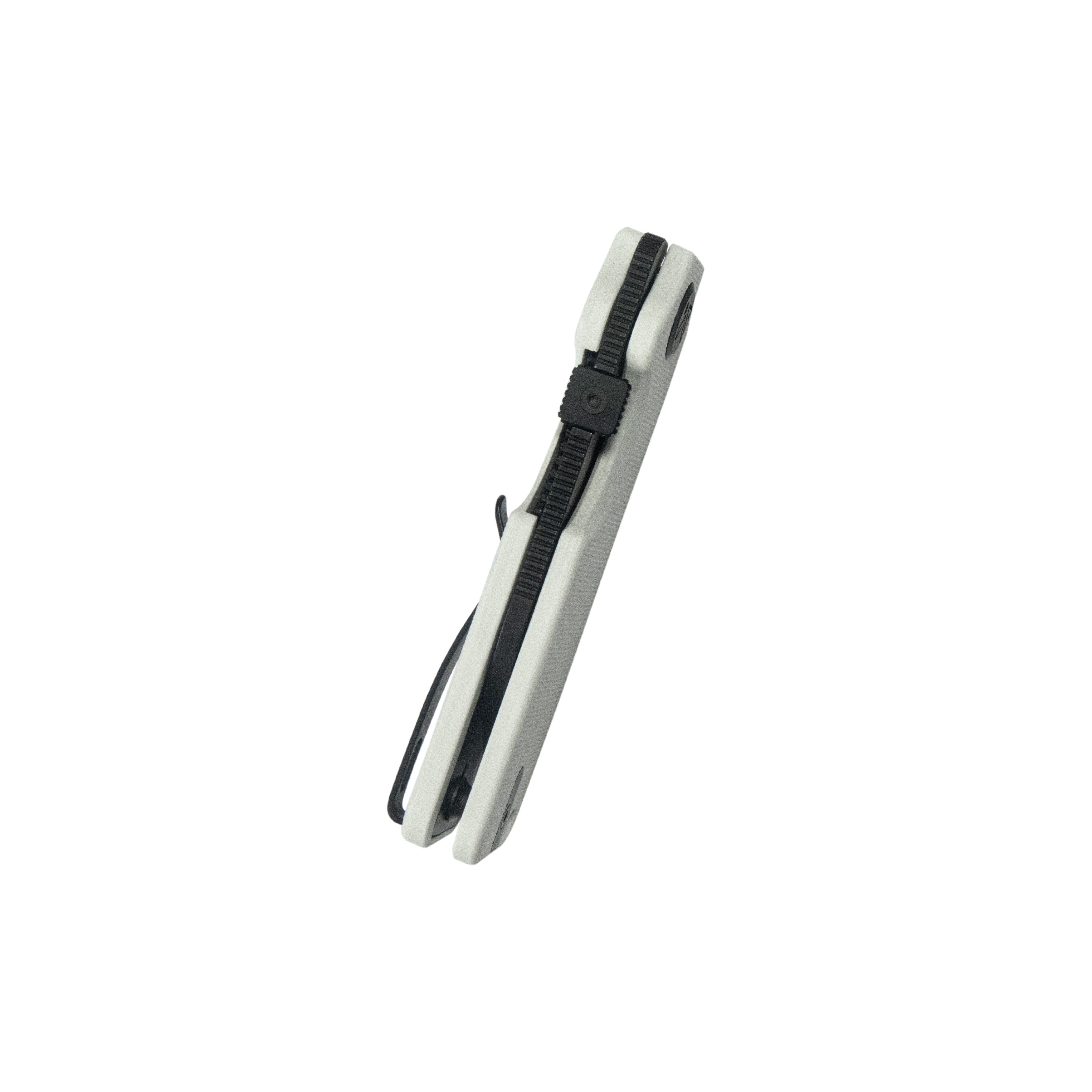 Boxer Liner Lock Flipper Folding Knife White G10 Handle 3.1" Blackwash 14C28N KU407E