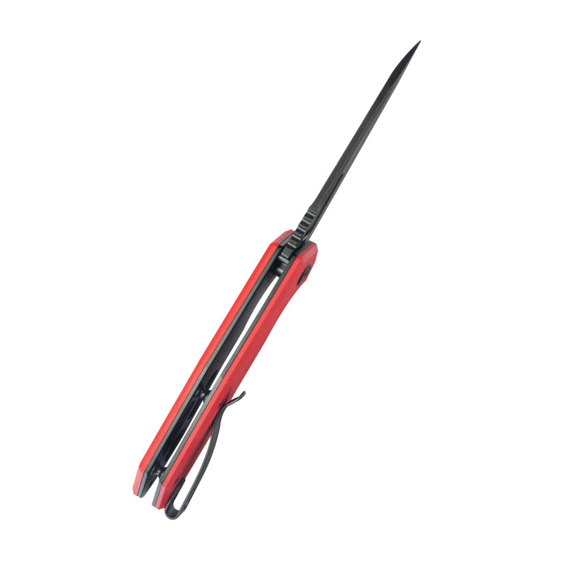 Vagrant Liner Lock Folding Knife Red G10 Handle 3.1" Blackwash 14C28N KU291K