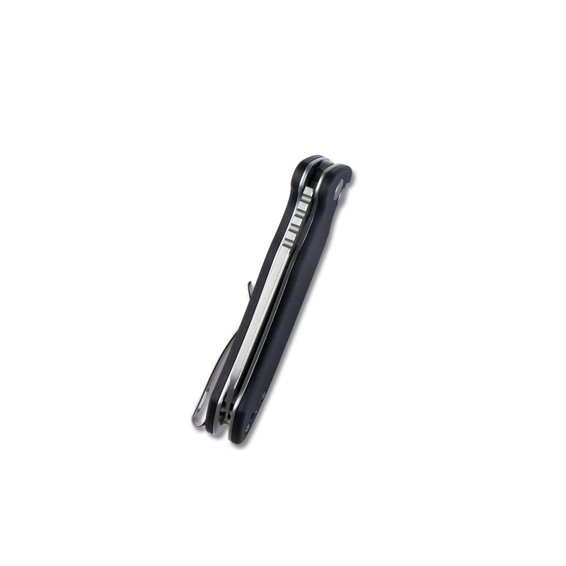 Creon Small Pocket Knife with Button Lock Black G10 Handle 2.87" Beadblasted AUS-10 KU336E