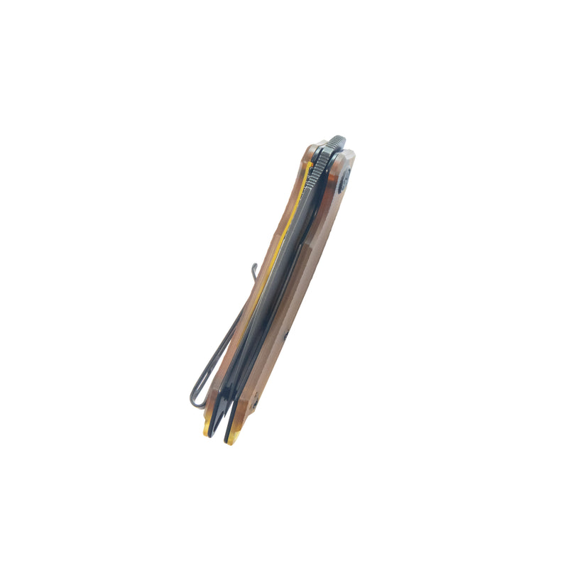 Leaf Liner Lock Front Flipper Folding Knife Ultem Handle 2.99" Blackwash AUS-10 KU333H