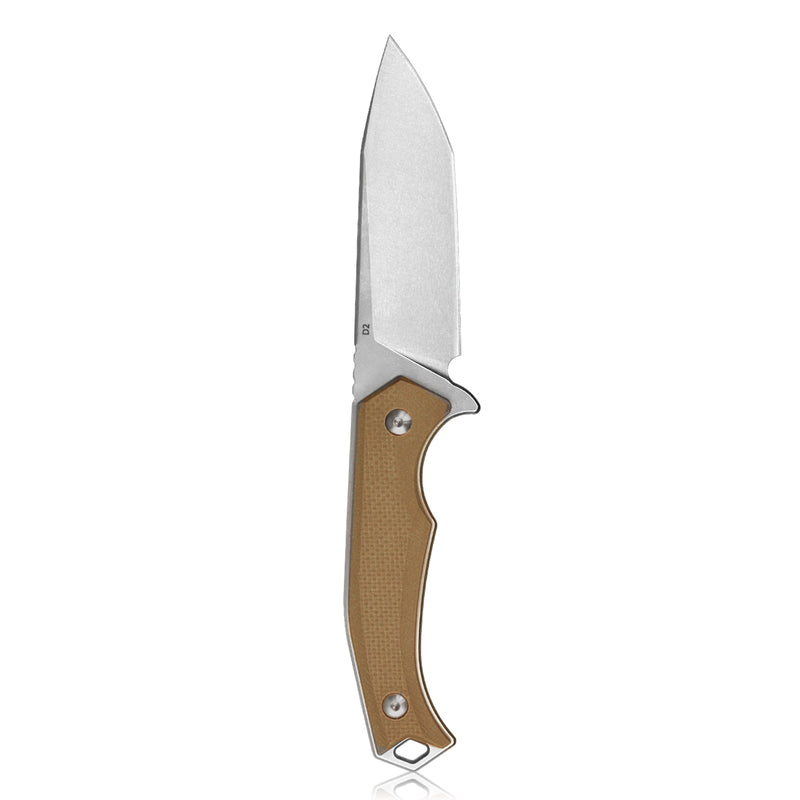 Swordfish Outdoor Gear Fixed Blade Knife Tan G10 Handle 4.7" Stonewashed D2 KU184B