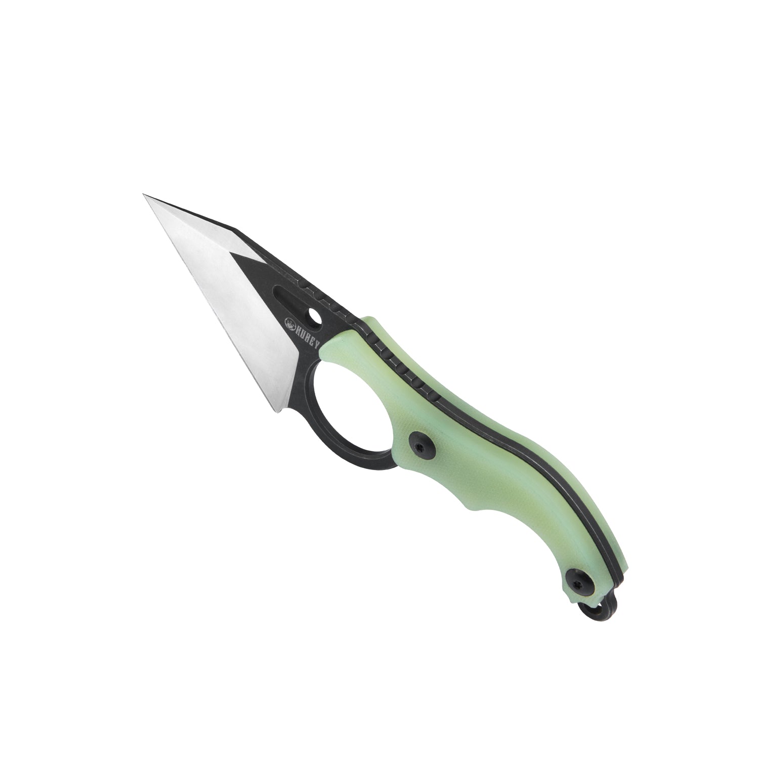 Hippocam EDC Fixed Blade Knife Jade G10 Handle 2.3" Satin D2 KU166B
