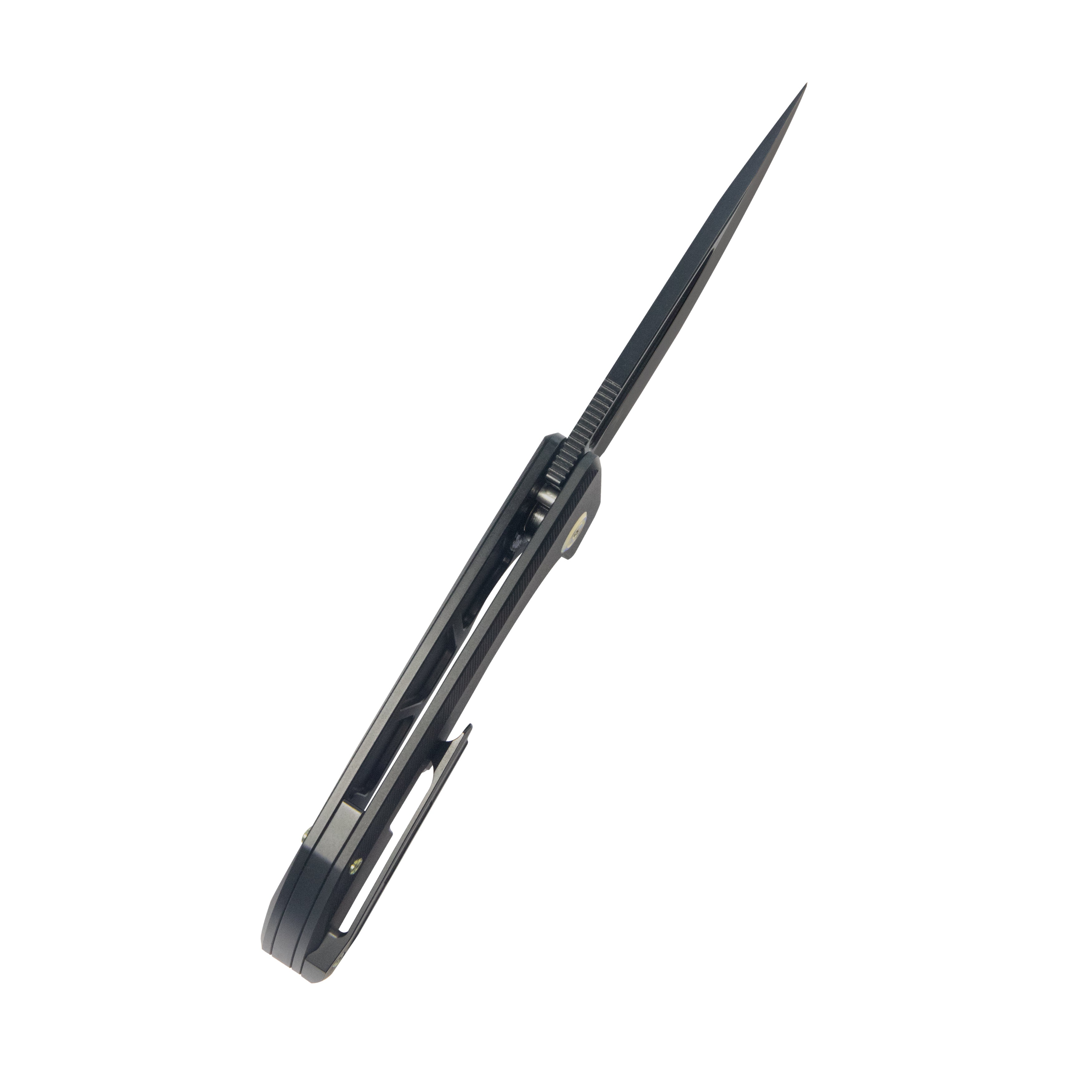 Kubey Hyperion Frame Lock Flipper Knife Black Titanium Handle w/ Micro