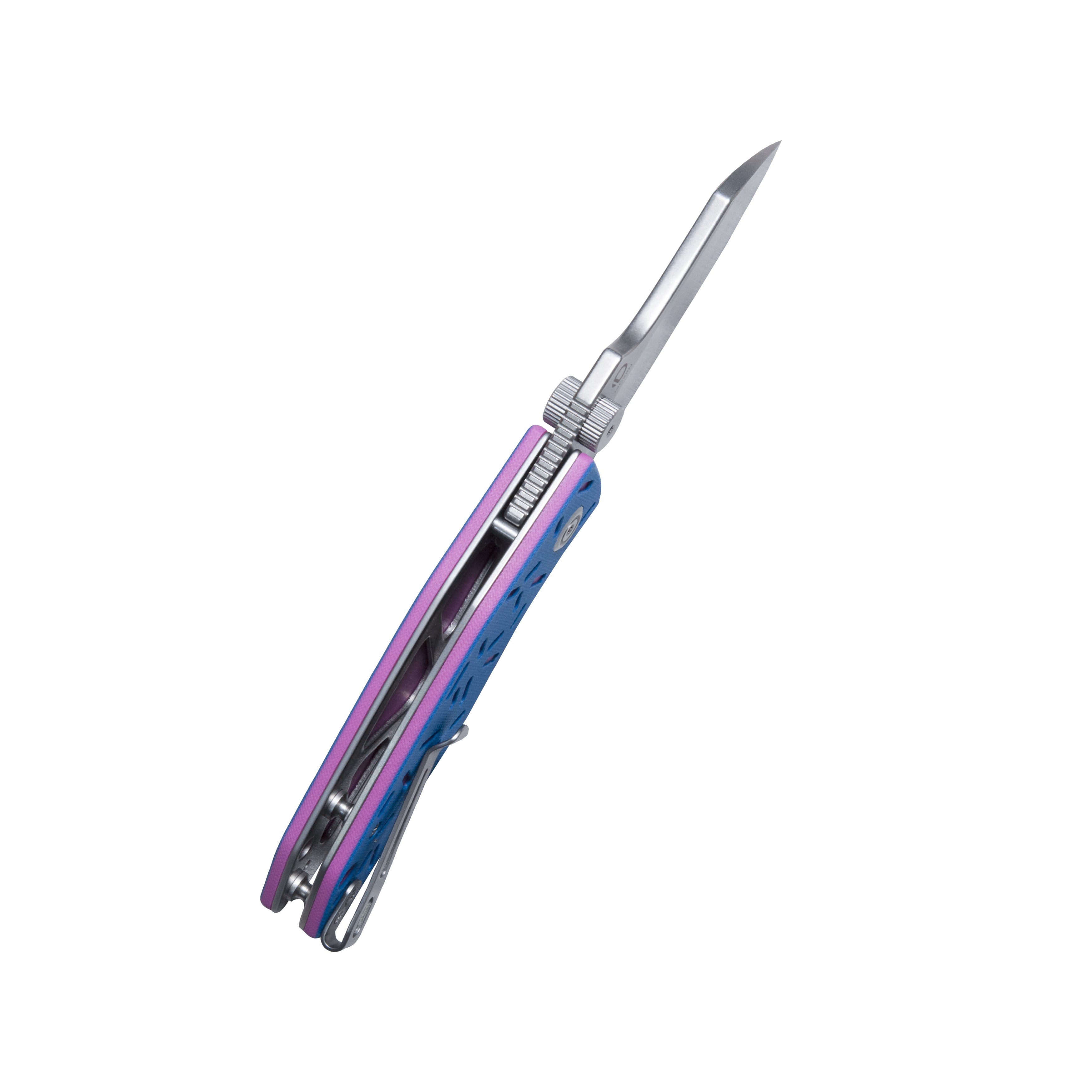 Monsterdog Liner Lock Folding Knife Blue G10 with Pink Sprinkles 2.95" Bead Blasted 14C28N KU337N