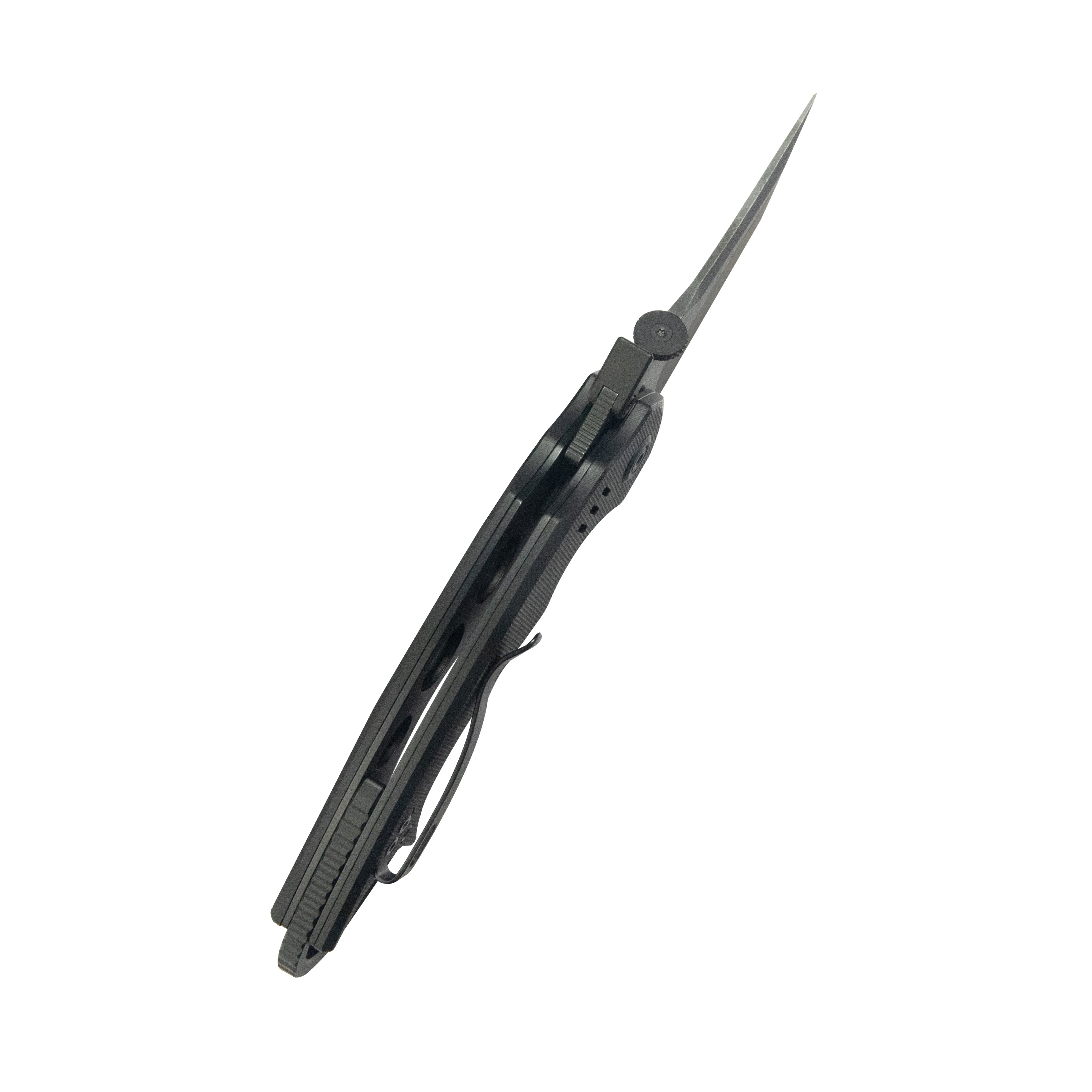 Kubey Jaw Tanto Pikal Folding Knife Black G-10 Handle 2.52