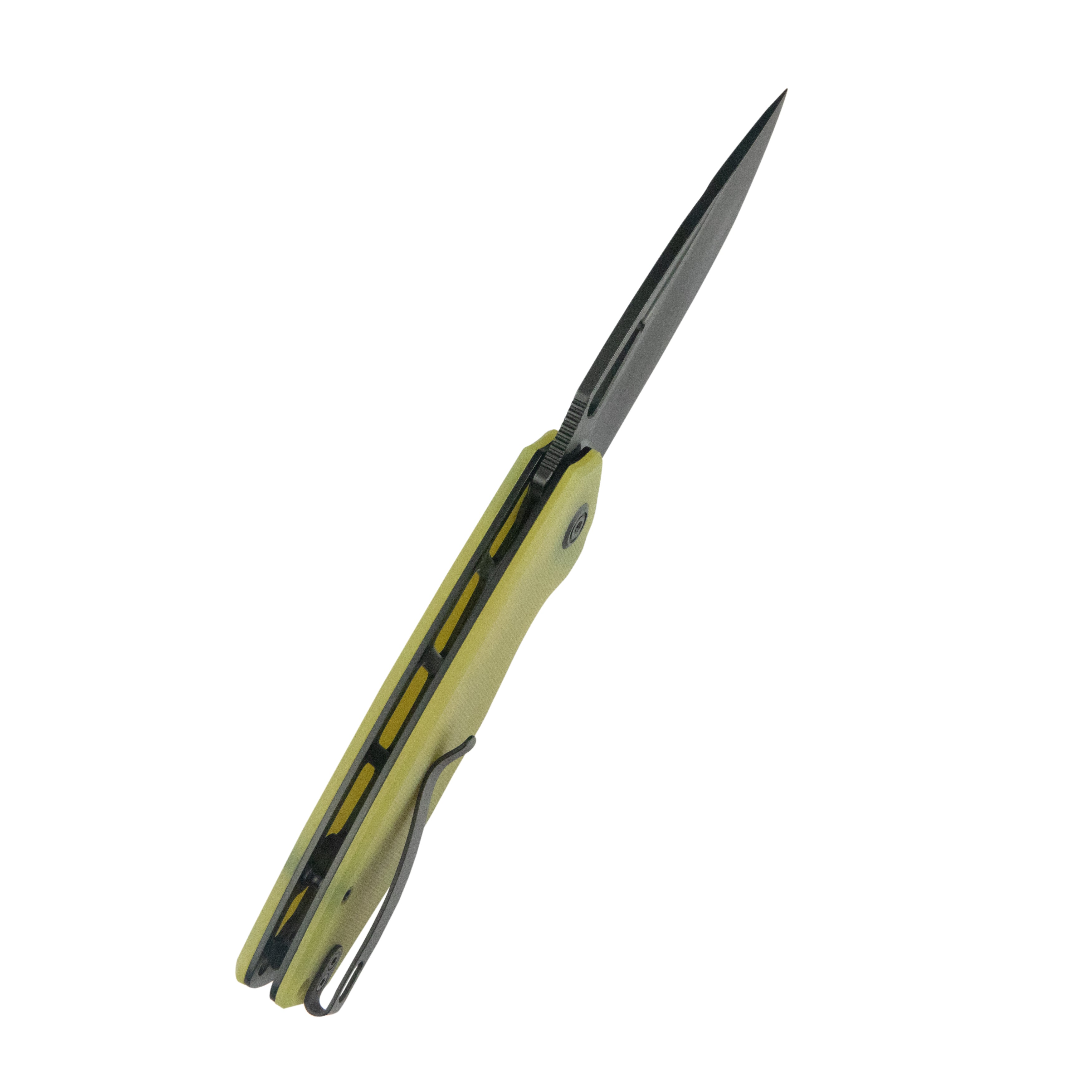Tityus Liner Lock Flipper Folding Knife Yellow Handle 3.39" Blackwash 14C28N KU322Z