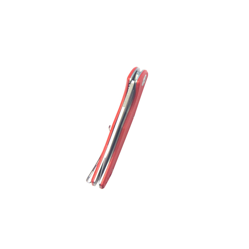 Flash Liner Lock Flipper Folding Knife Red G10 Handle 3.82" Beadblast AUS-10 KU158K