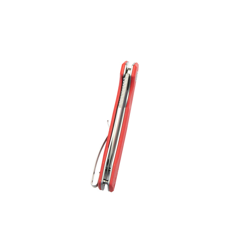 Calyce Liner Lock Flipper Folding Knife Red G10 Handle 3.27" Bead Blasted AUS-10 KU901J