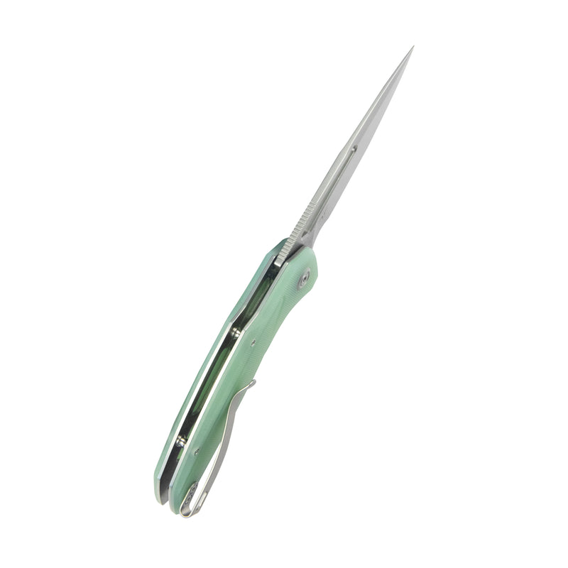 Nautilus Flipper Knife Jade G10 Handle 3.46" Silver Sandblast 14C28N KU372B