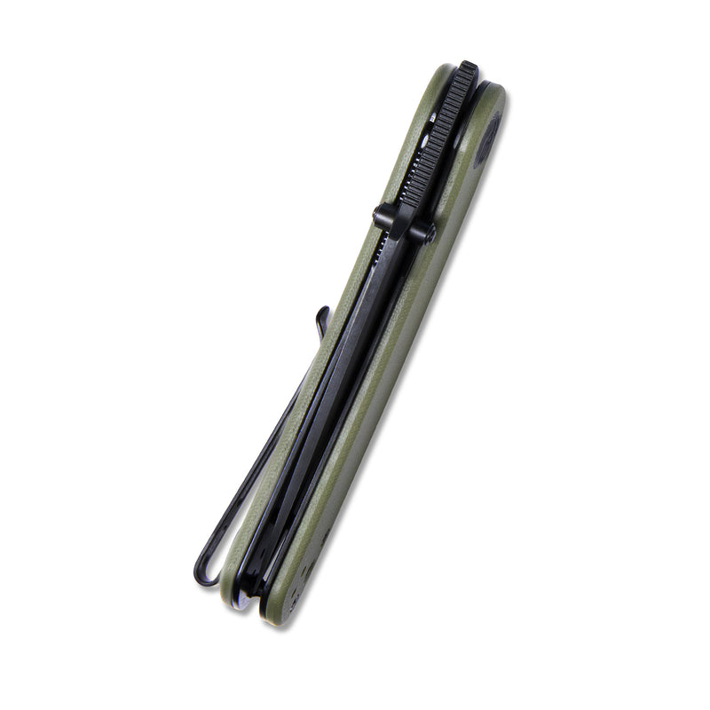 Momentum Sherif Manganas Design Liner Lock Front Flipper / Dual Studs Open Folding Knife Green G10 Handle 3.43" Darkwashed D2 KU344B